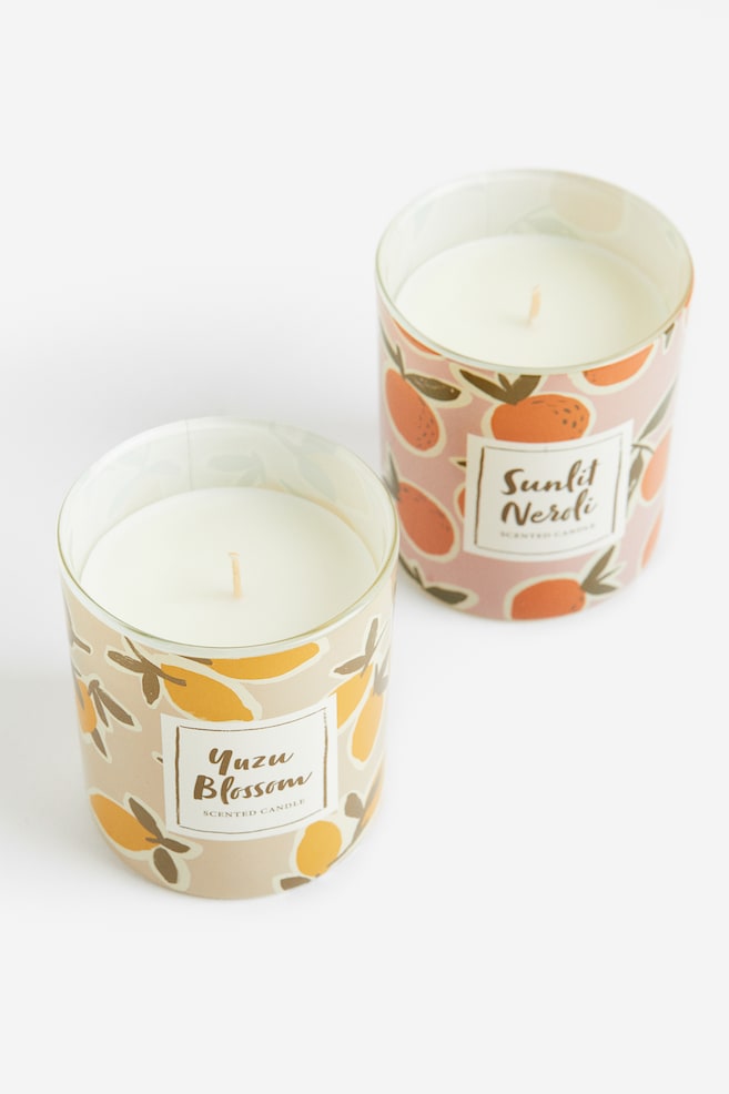 Gift-boxed 2-pack scented candles - Light beige/White/Under the Stars - 2