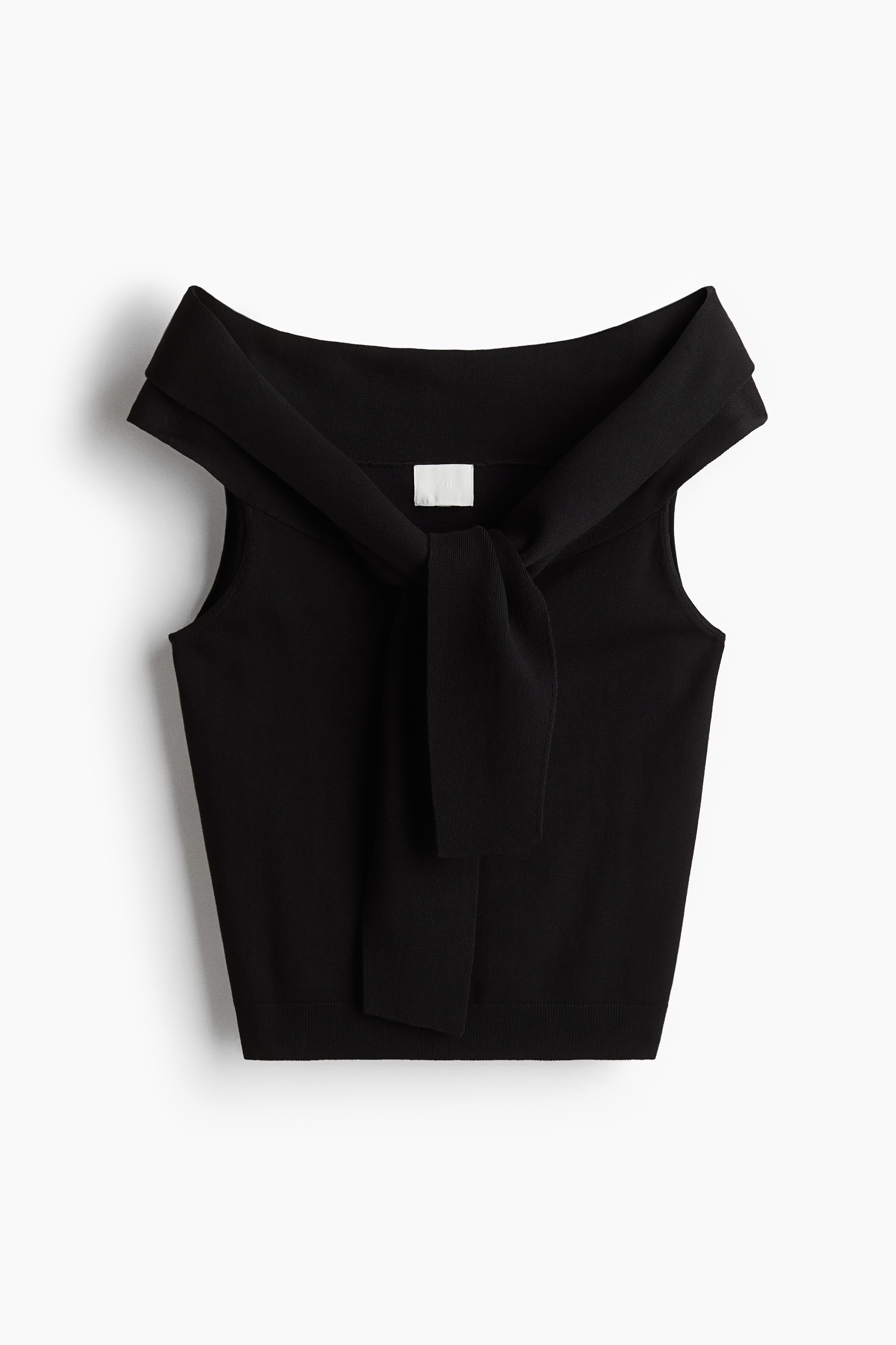 Fine-knit off-the-shoulder top - Black/Dark brown