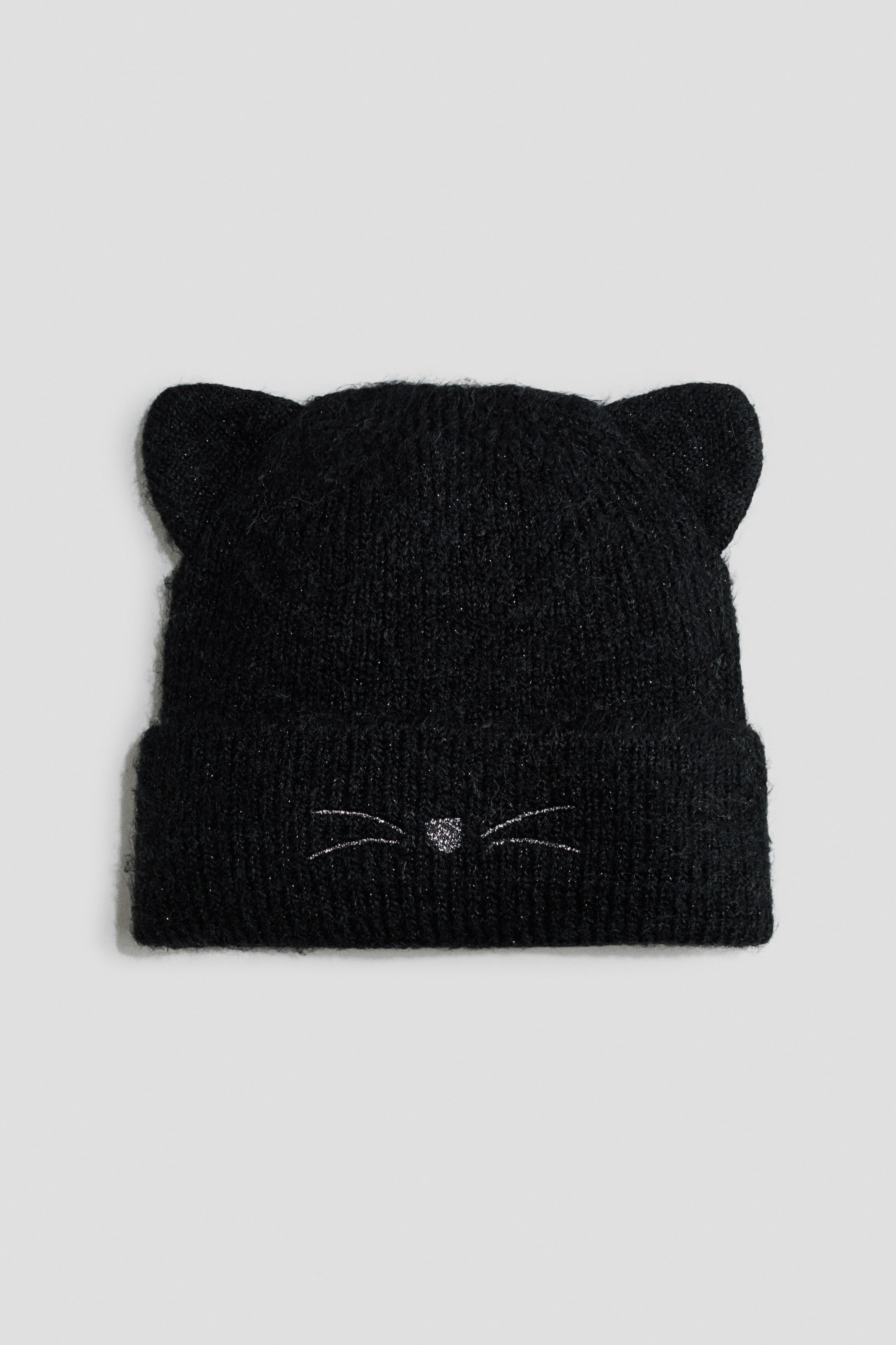 View larger image: Appliquéd rib-knit beanie - Black/Silver-coloured - Kids | H&M 1