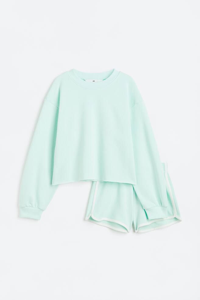 2-piece sweatshirt set - Mint green/Beige/Purple