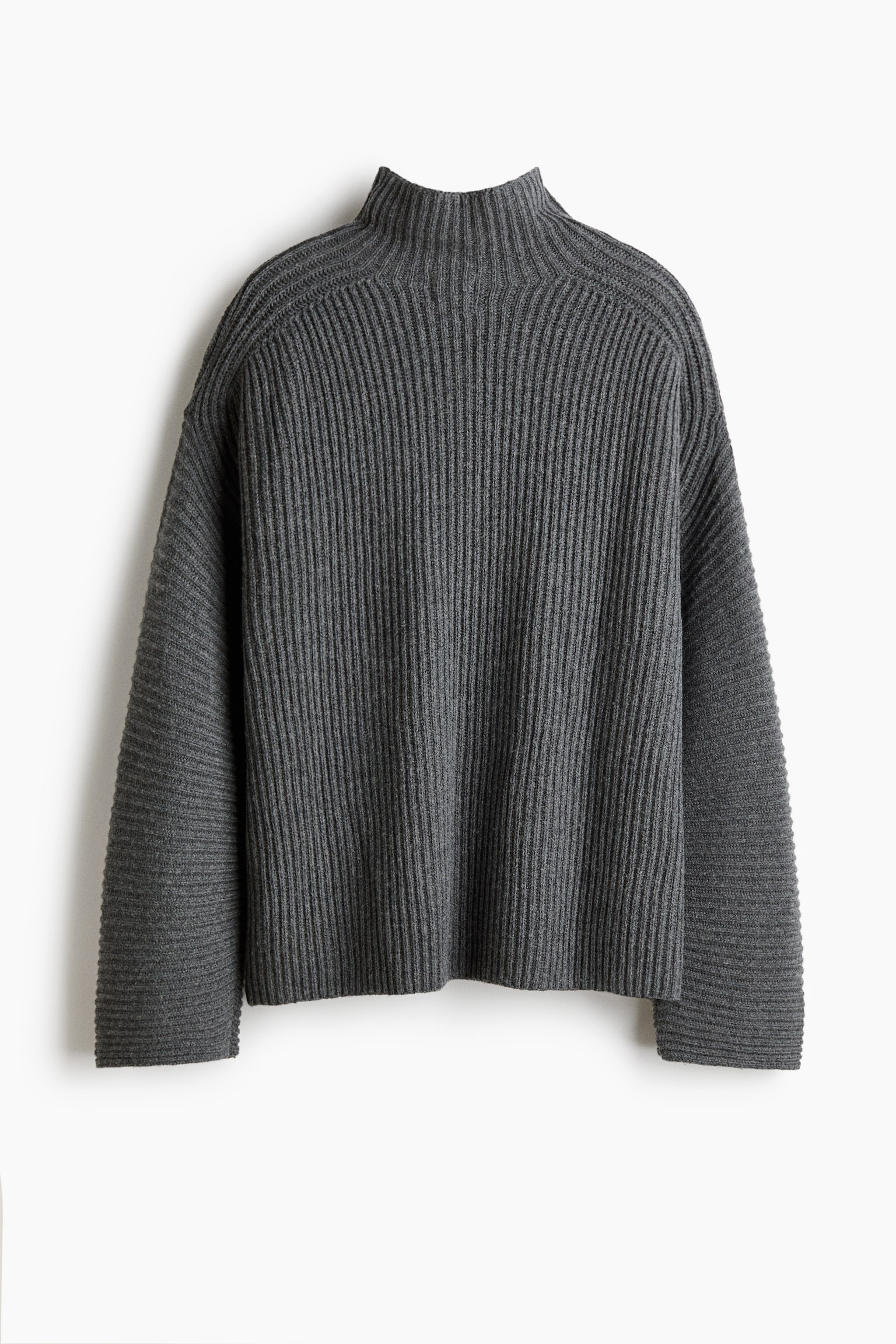 Женский свитер H&M Rib-Knit Wool-Blend, цвет: Тёмный серый — фото 1