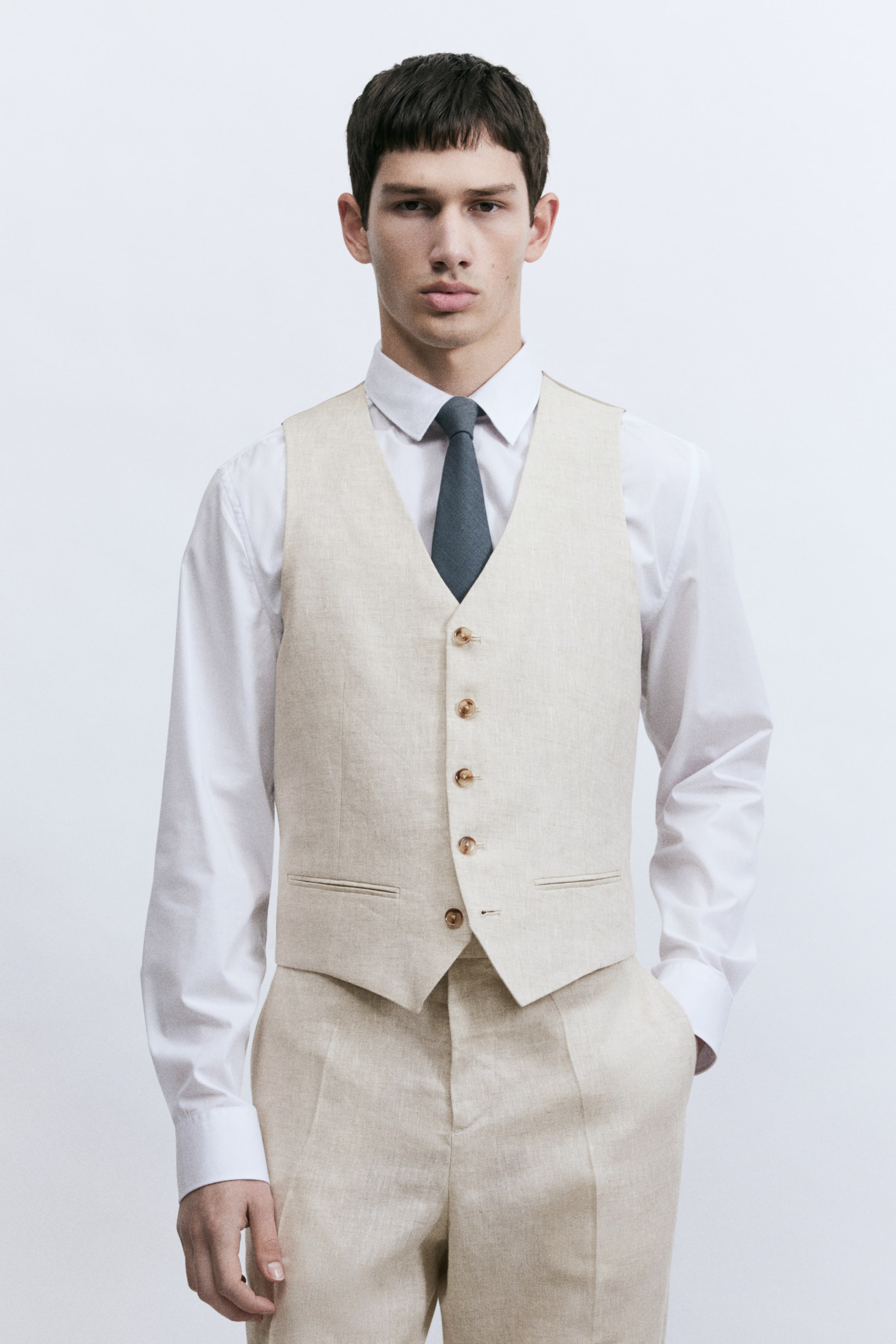 Slim-Fit Linen Suit Vest