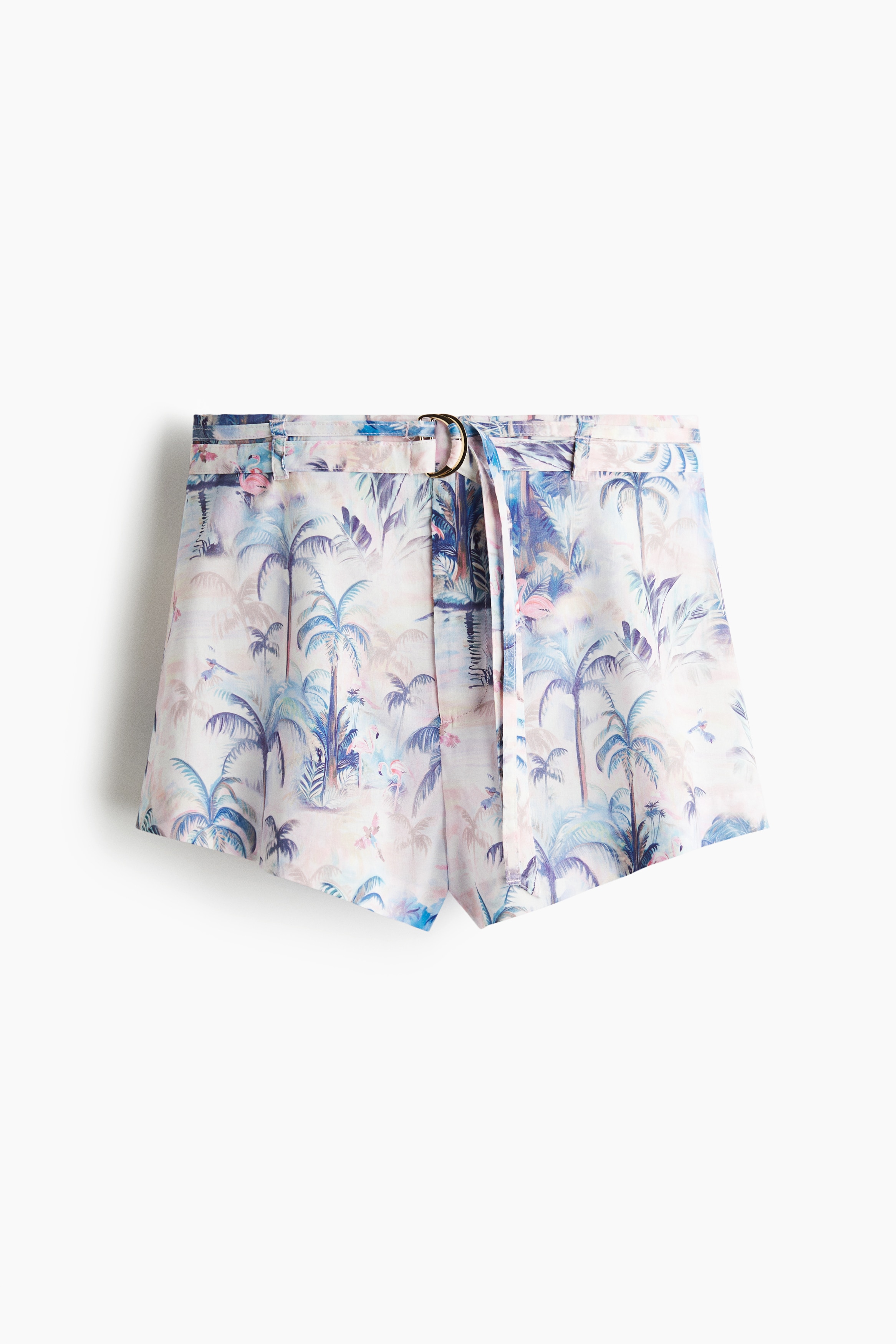 Ultra High Rise Şort Kemerli - Açık pembe/Palmiyeler