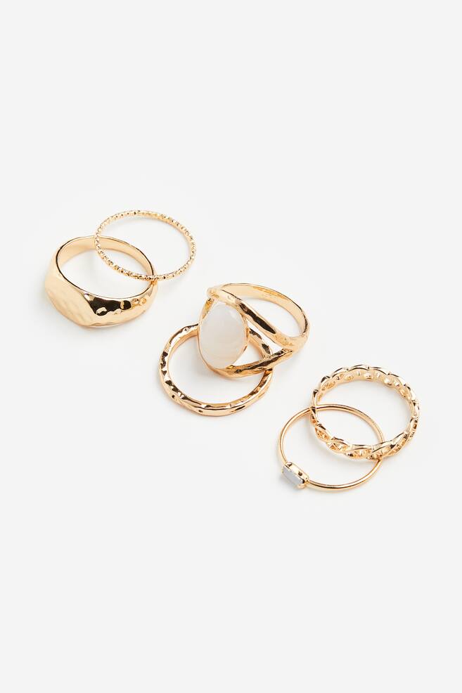 6-pack rings - Gold-coloured/White/Gold-coloured/Green - 1