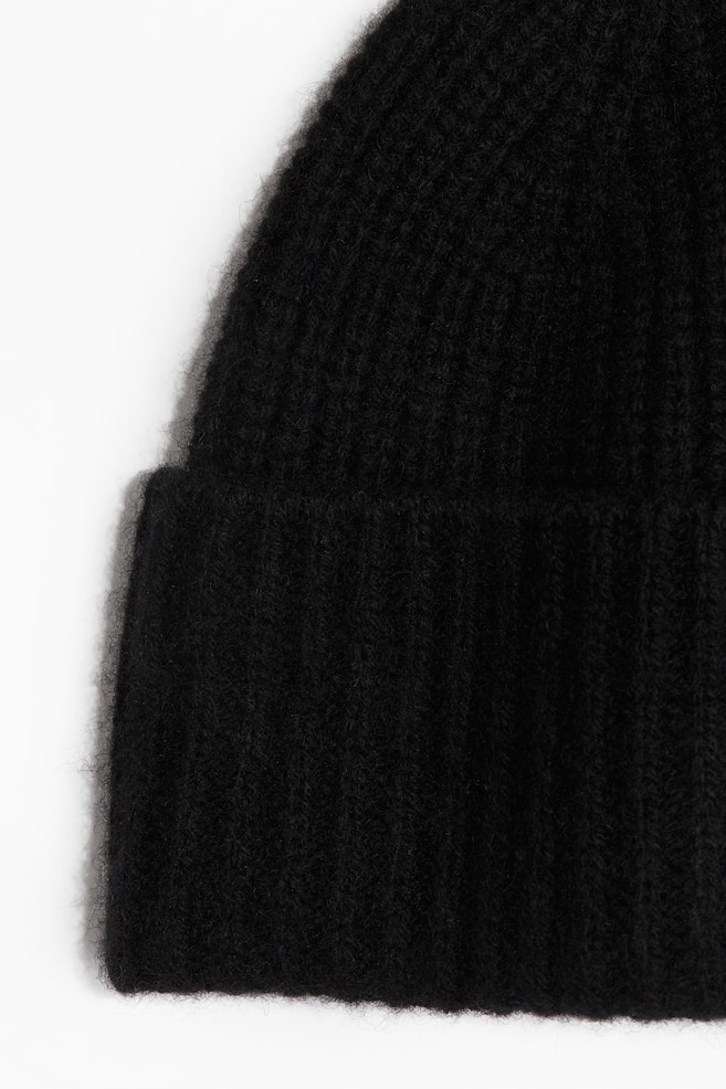 Rib-knit cashmere hat-Black - 2