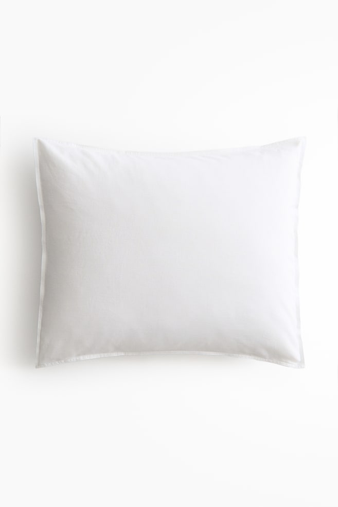 Washed Linen-blend Pillowcase - White - 1