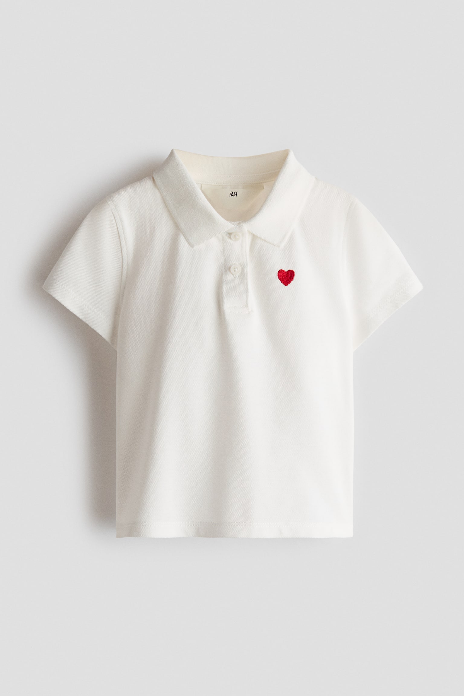 Cotton piqué polo shirt - Cream/Heart/Light pink/Cherries