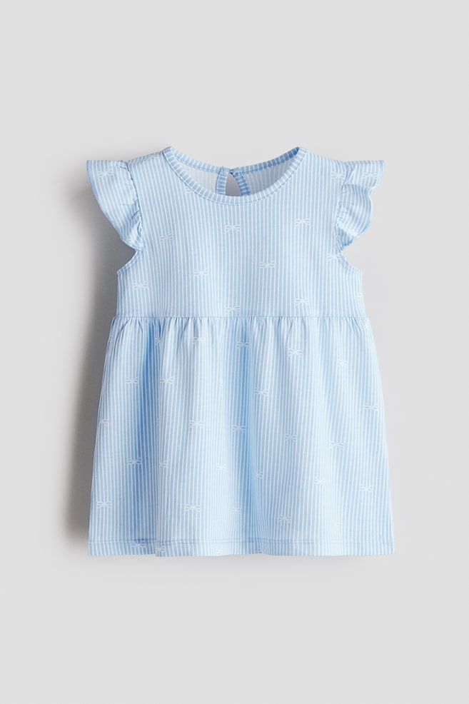 Robe en coton - Bleu clair/nœuds/Blanc/rayures bleu foncé/Vert clair/fleuri/Rose ancien clair/fleuri/Rose clair/cerises/Blanc/fraises/Turquoise clair/coquillages/Blanc/fraises/Multicolore/rayé/Bleu clair/fleuri/Blanc/fruits/Jaune/citrons/Beige clair/imprimé léopard/Bleu clair/cerises/Rose clair/cœurs - 1