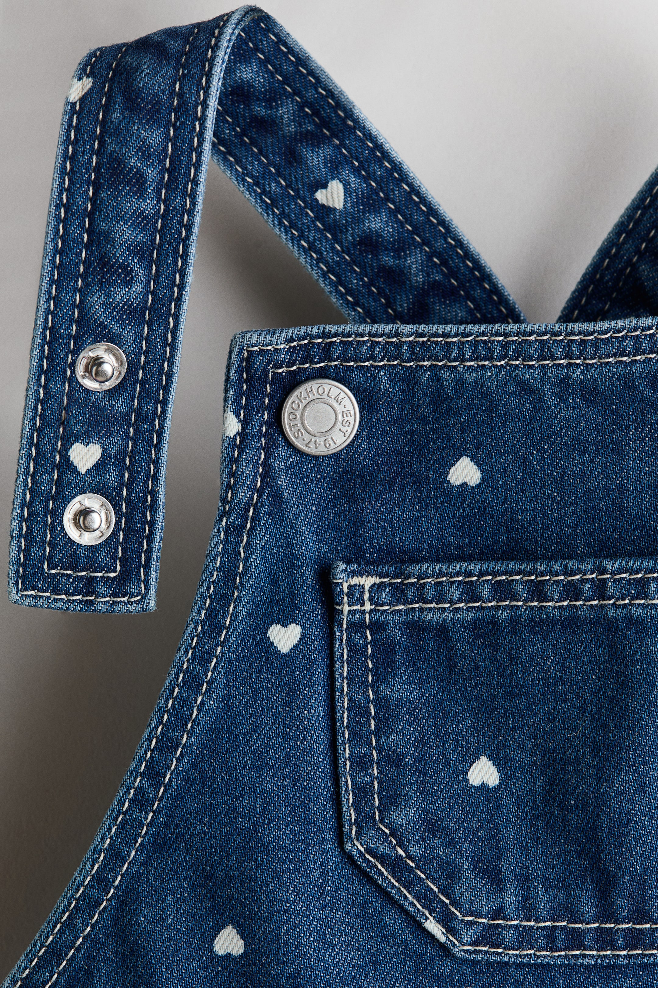 Printed Denim Overalls