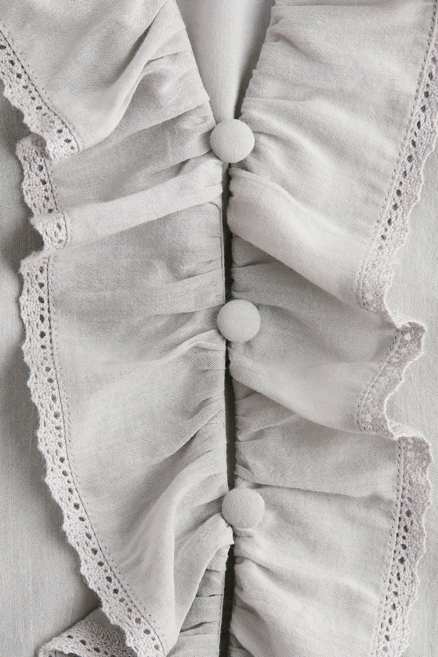 Ruffle-Trimmed Blouse - Light gray/White - 3
