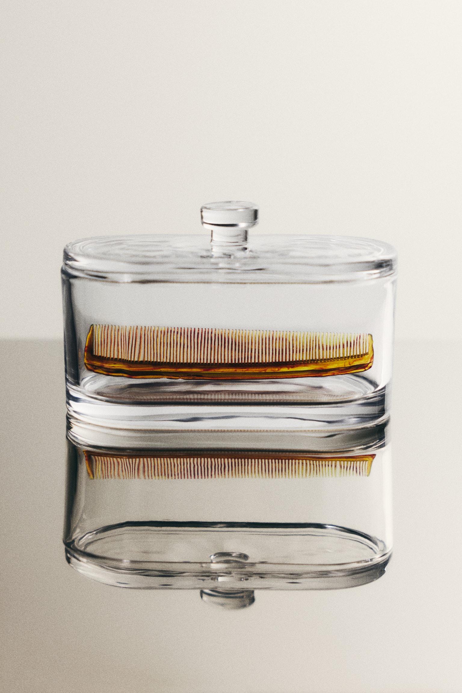 Lidded Oval Glass Jar - Transparent/Brown - 1