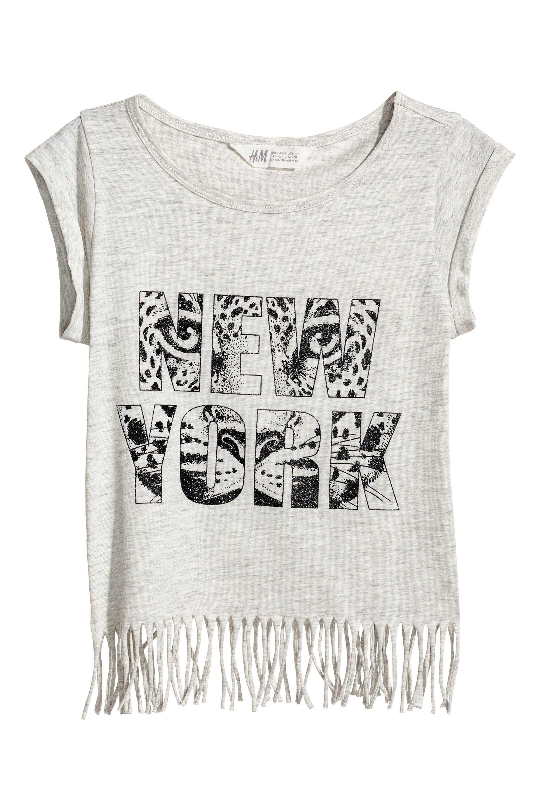 View larger image: Fringed top - Light beige/New York - Kids | H&M GB 1