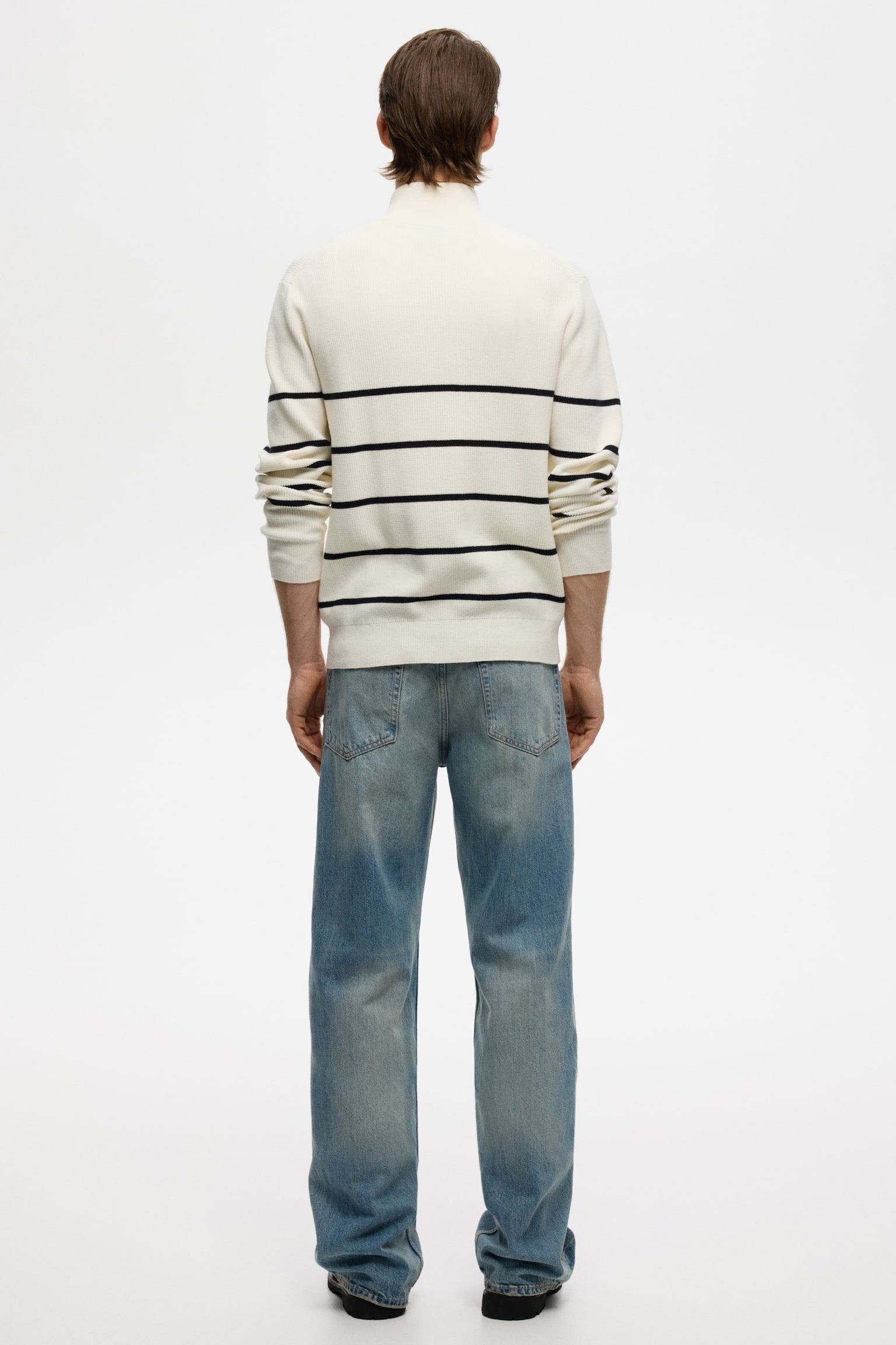 Regular Fit Zip-top jumper - Cream/Striped/Brown/White/Navy blue/Navy blue/Striped - 7