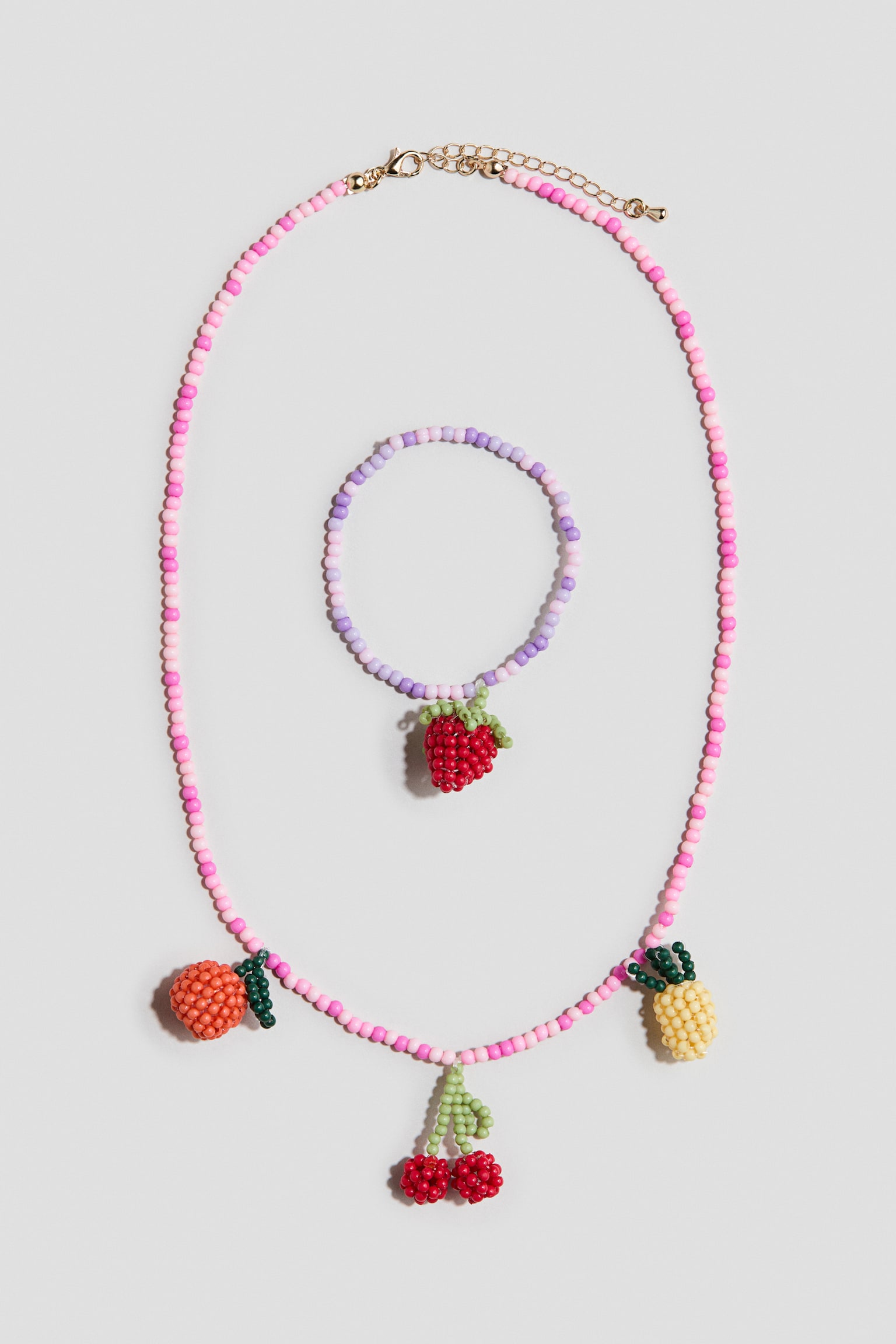 2-piece beaded jewellery set - Pink/Fruits - 1