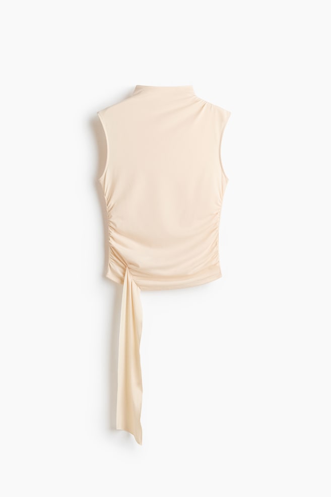 Draped-Panel Jersey Top - Light beige/Black/Dark taupe - 1