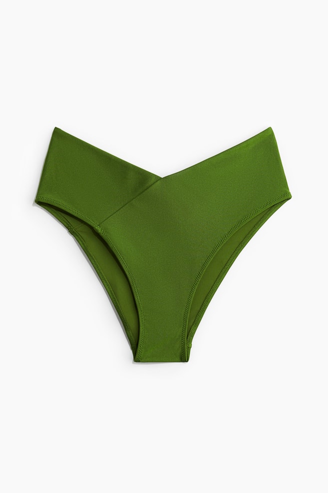 High Rise Cheeky Bikini bottoms - Green/Black/Light beige/leopard print - 1