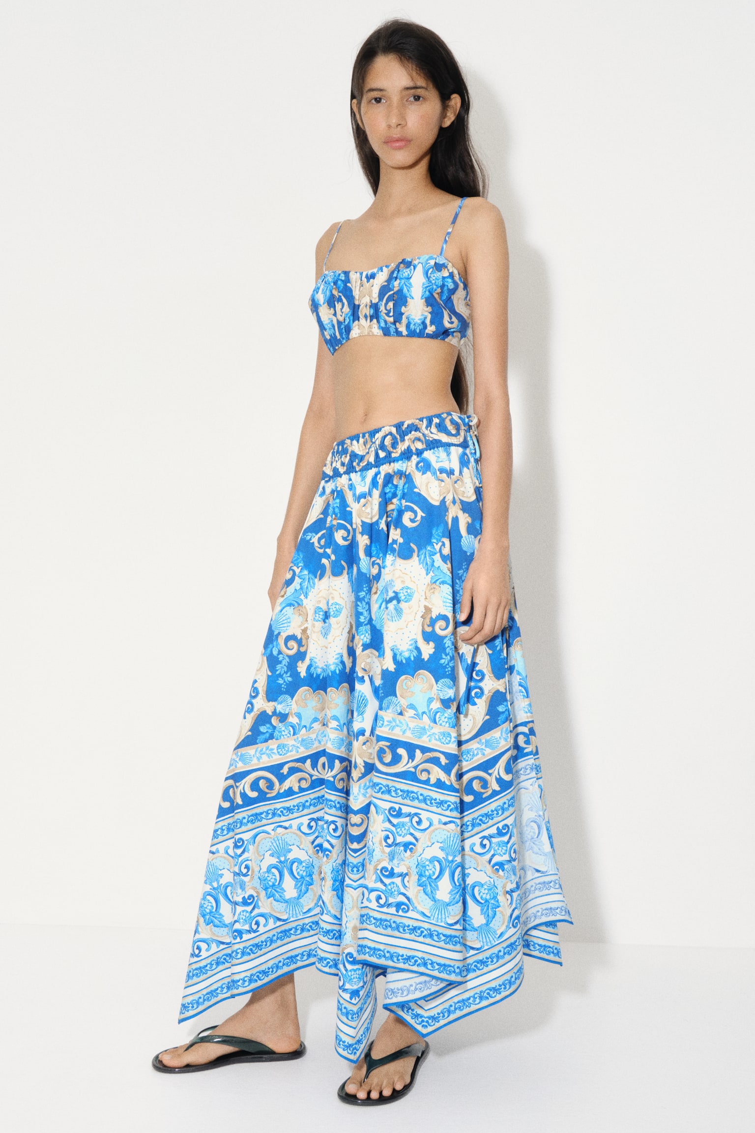 Женский топ H&M Gathered Poplin Crop Top, цвет: Синий — фото 3