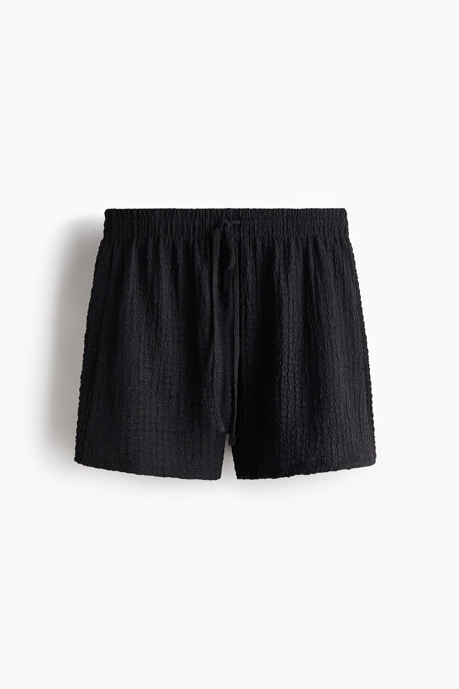 Женские шорты H&M Textured Jersey Drawstring, цвет: Чёрный — фото 1
