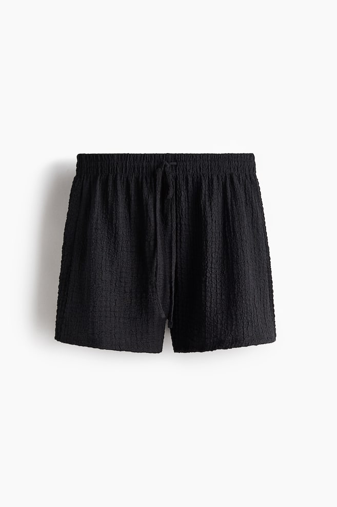 Textured Jersey Drawstring Shorts - Black/Light beige/Dark brown/Rust red - 1