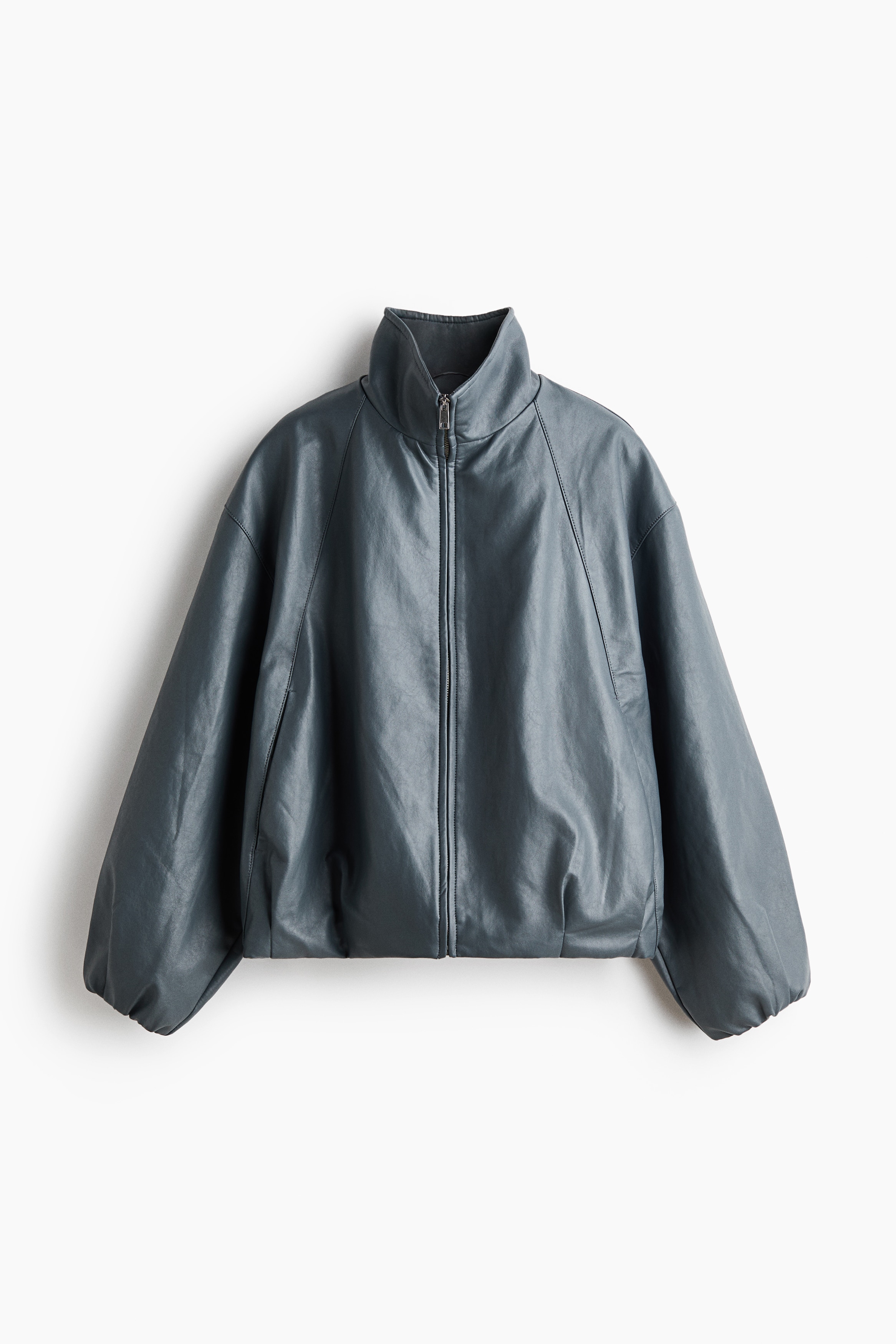 Balloon-sleeved coated jacket - Dark grey