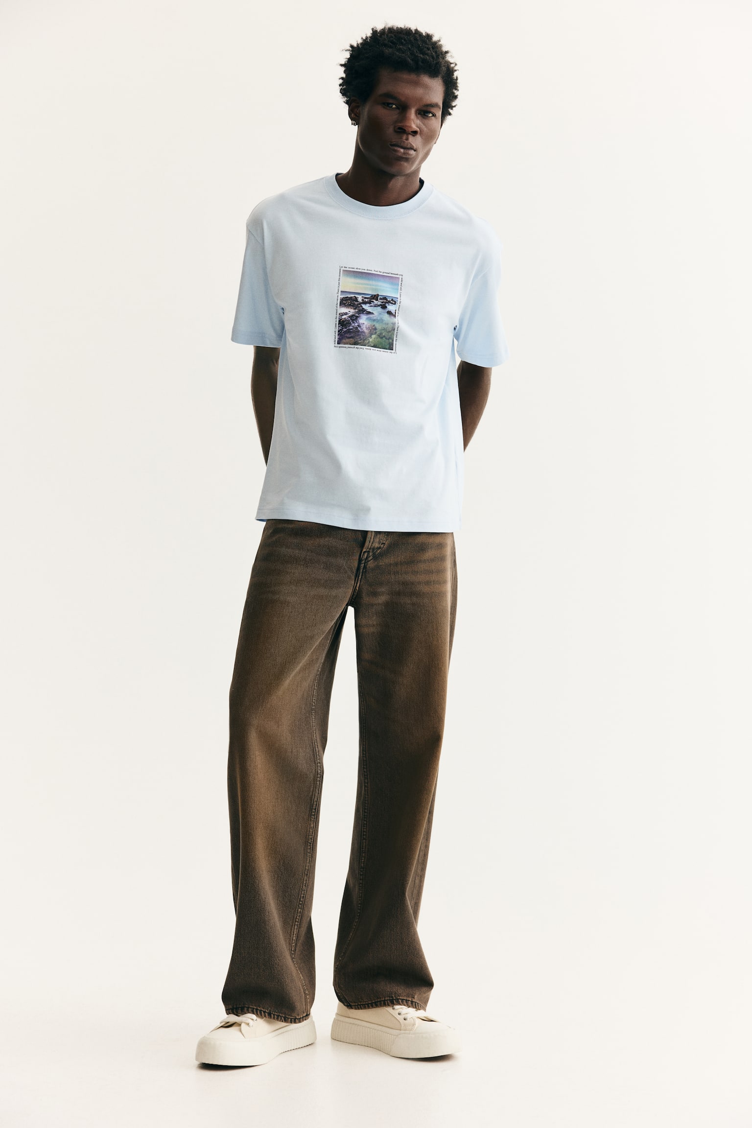 Loose Fit Printed T-shirt - Blue/Plum purple/Orchards bookstore/Light orange/Path of Nature/Light beige/Cat/Light blue/Wickford Hills/Sage green/Angel Ridge/White/Playa de Alcudia/Brown/Adapt/White/Greek Sardines/Plum/Handle With Care/Blue/Still Water/Light blue/Le Club Bleu/White/Frostbite Society/Dark green/I'm Not In The Mood/White/Destined Beyond/Yellow/Enjoy the Present/White/Pasta/White/Watch party - 5