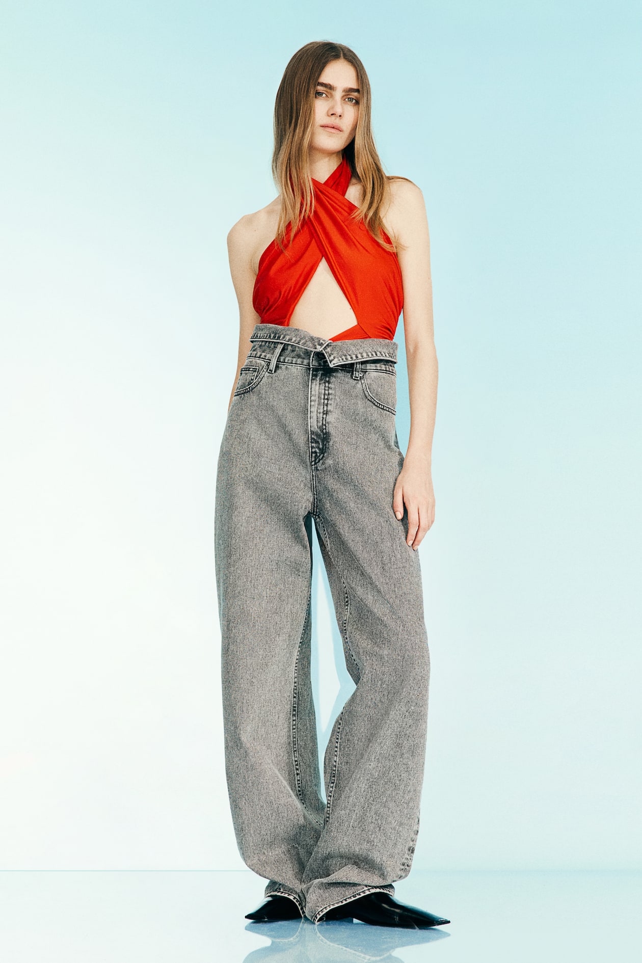 Jeans ampi con vita a sacchetto Grigio DONNA H&M IT