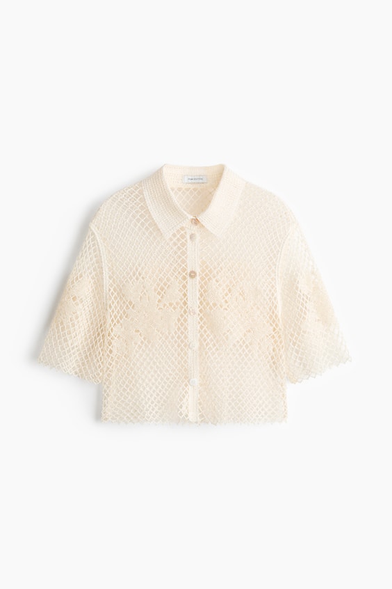 Женские рубашки H&M Bead-Detail Crochet-Look Shirt