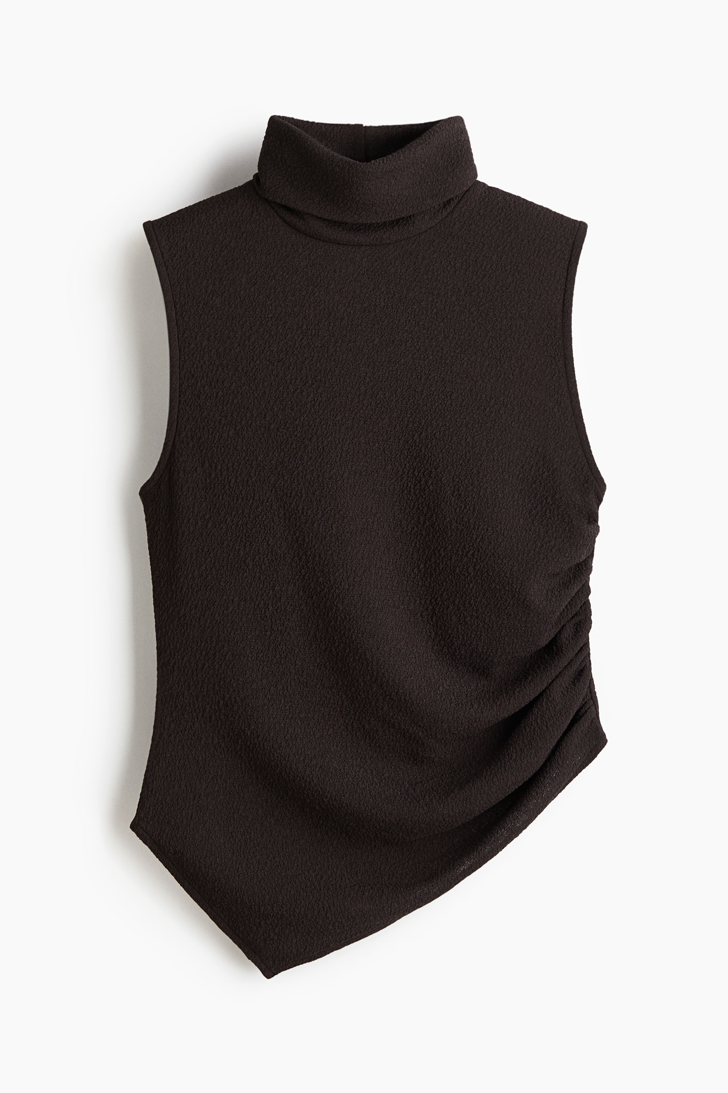 Draped polo-neck top-Dark brown