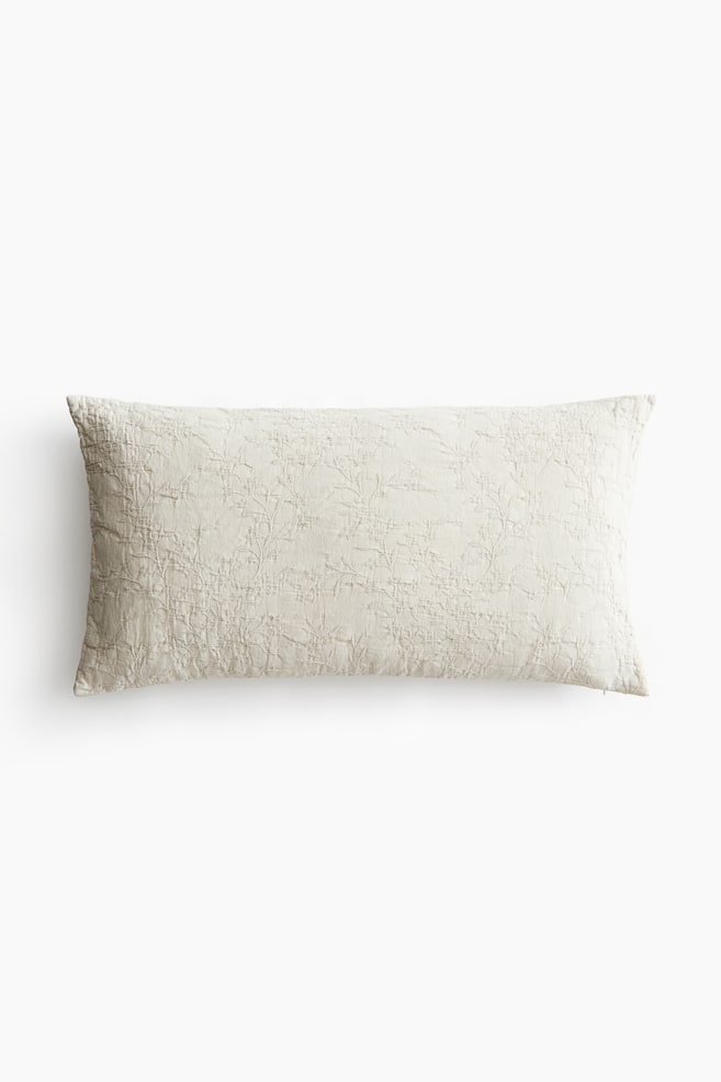 Jacquard-weave cushion cover - Light taupe/White - 1
