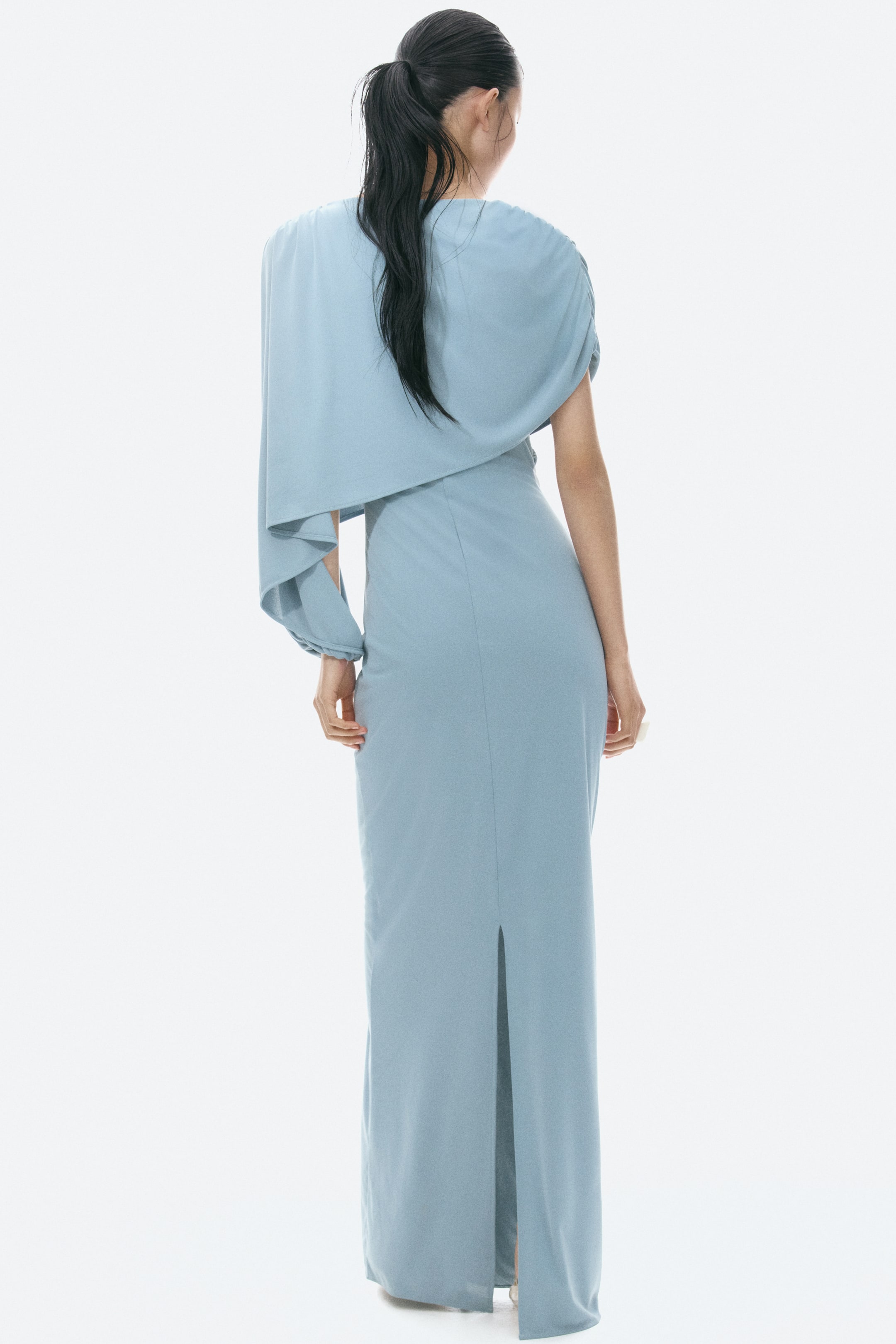 Cape-Detail Draped Dress