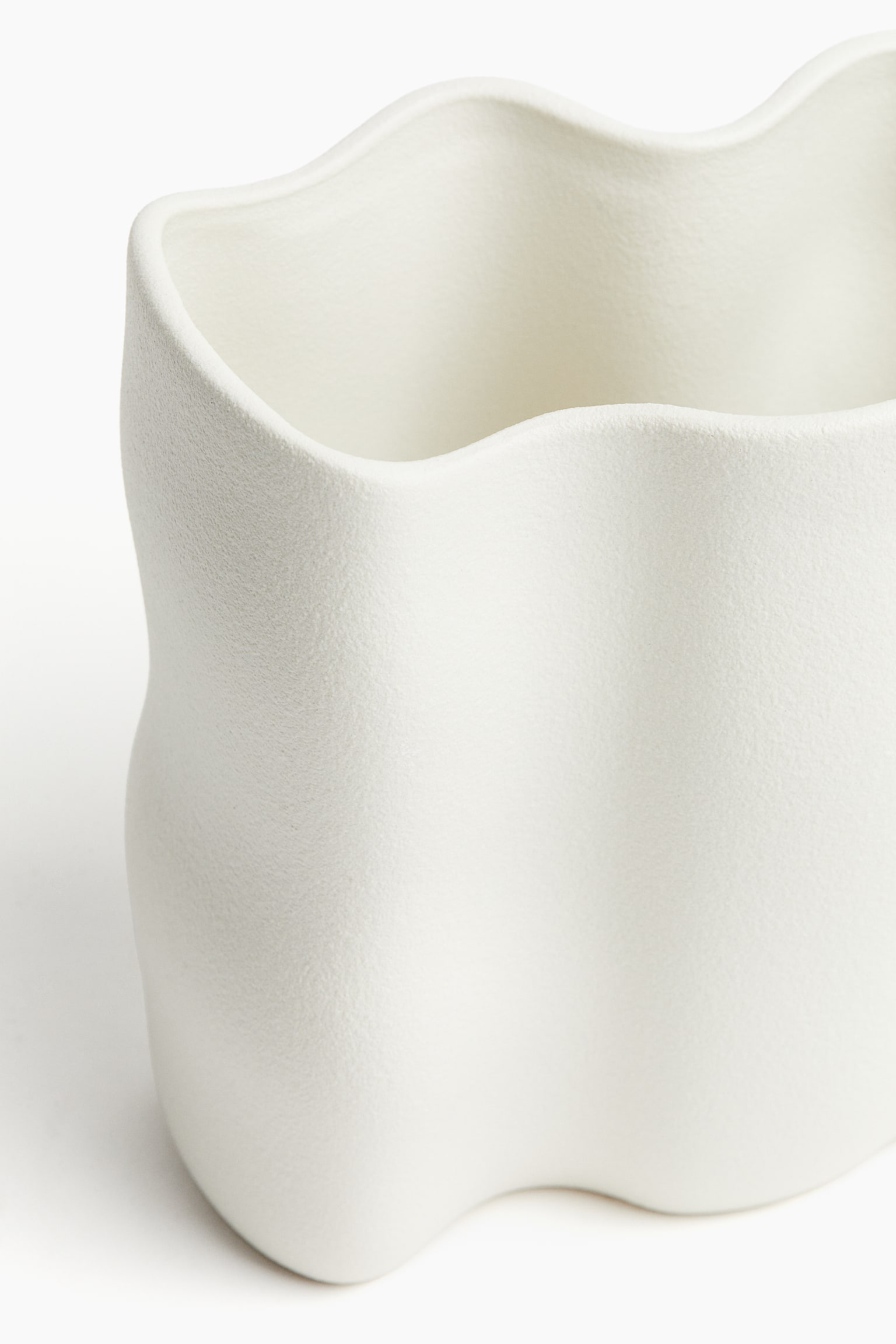 Wide stoneware vase - White - 2