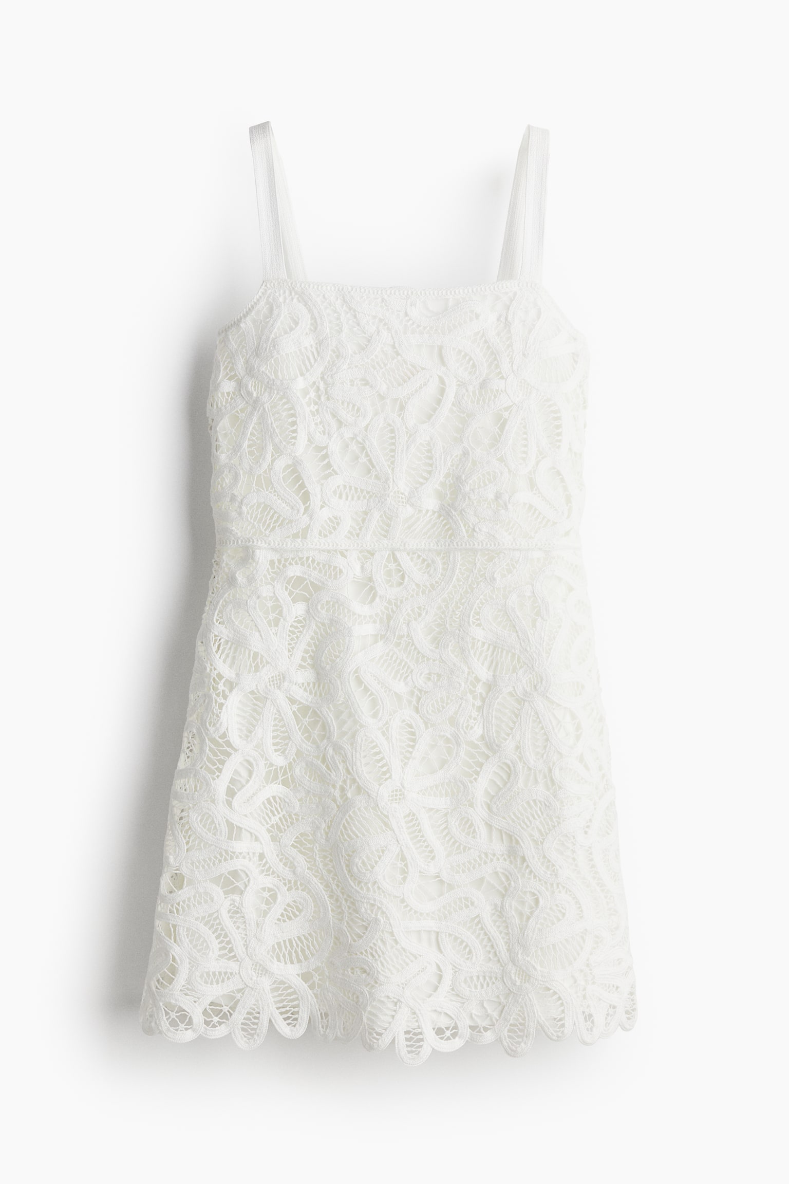 Crochet Look Strappy Dress - White - 2