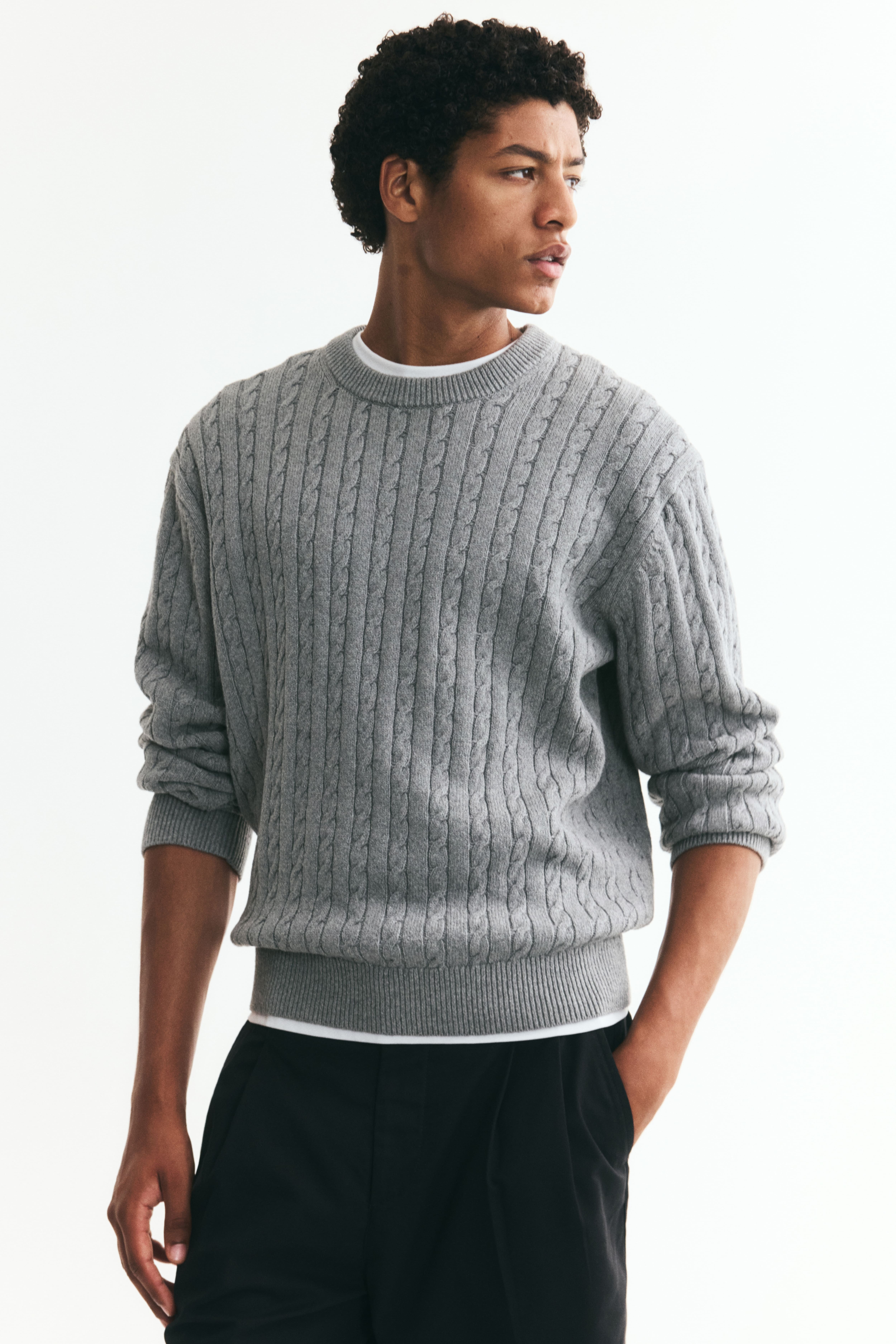 Regular-Fit Cable-Knit Sweater