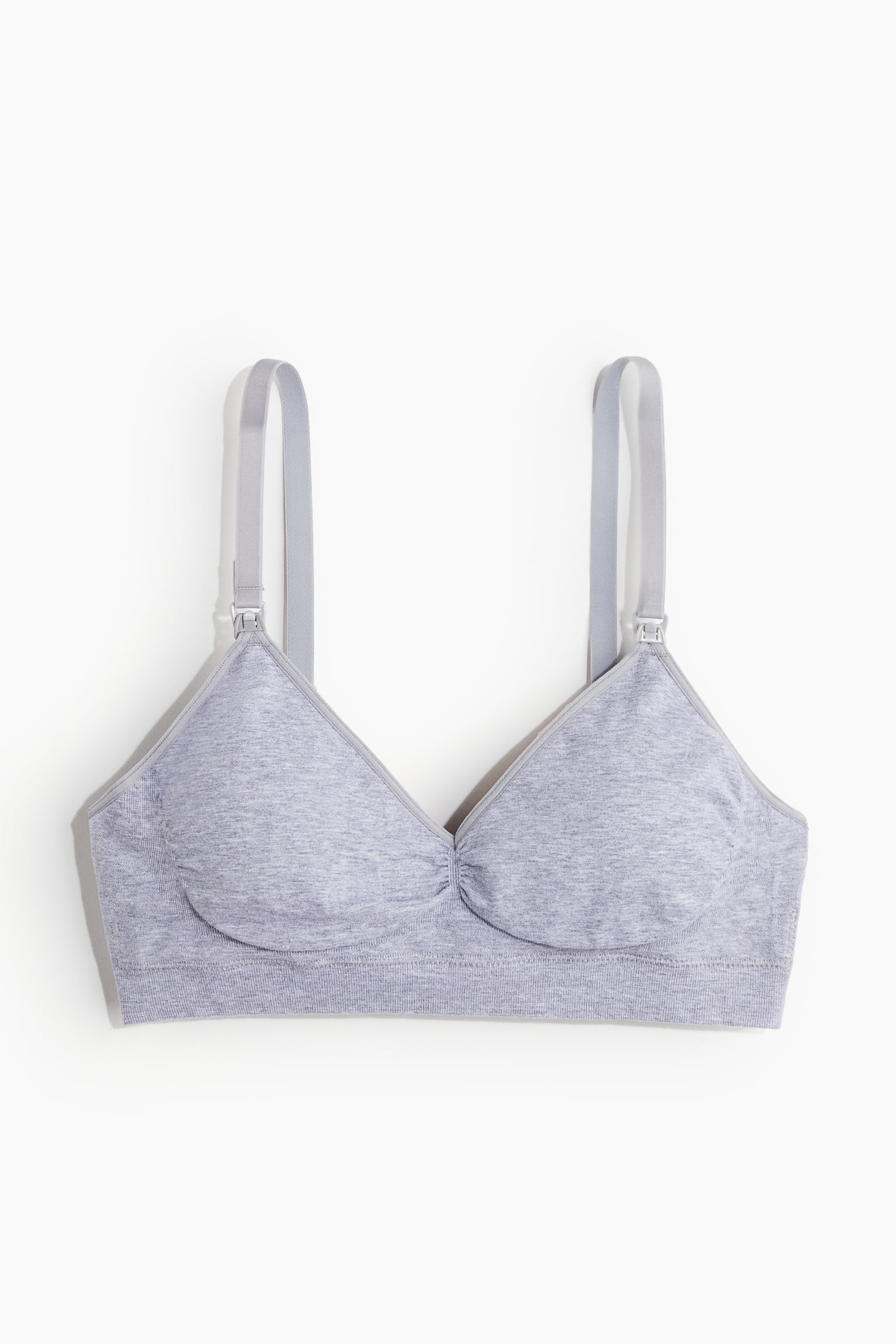 MAMA Seamless Cotton-blend nursing bra - Light grey marl - 2