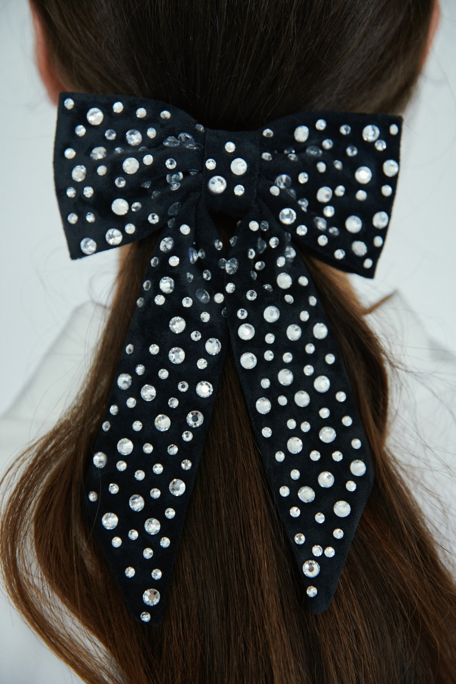 Embellished bow hair clip - Navy blue