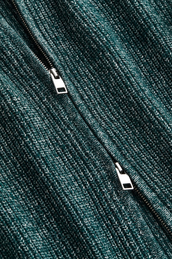 Regular Fit Zip-through cardigan - Dark green marl/Navy blue - 5