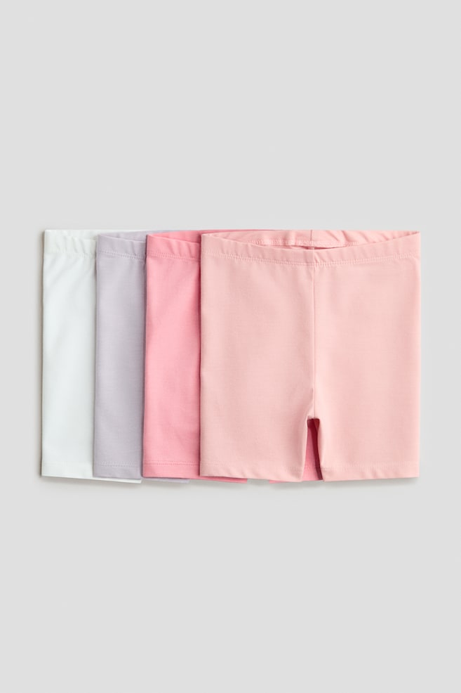 4-Pack Cotton Bike Shorts - Pink/light purple/Light purple/hearts/Light green/light pink/Pink/striped/Beige/leopard print - 1