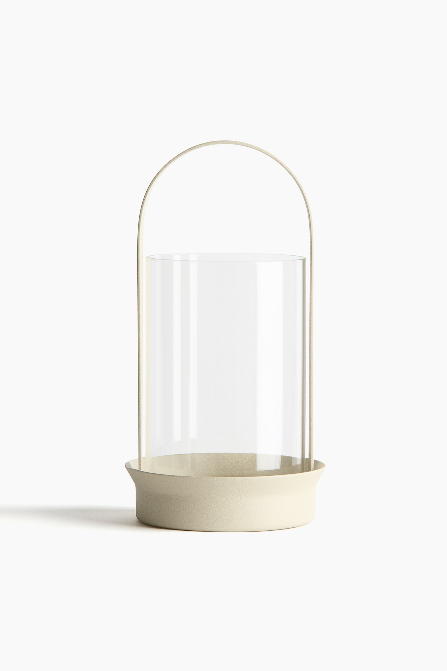 Glass lantern - Light beige/Black