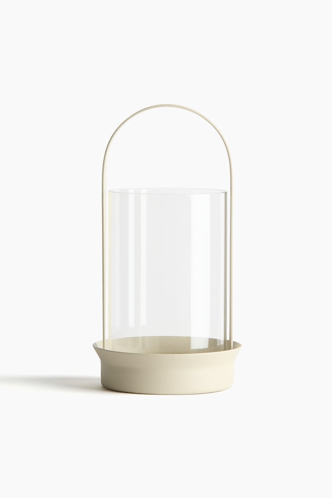 Glass lantern - Light beige/Black - 1