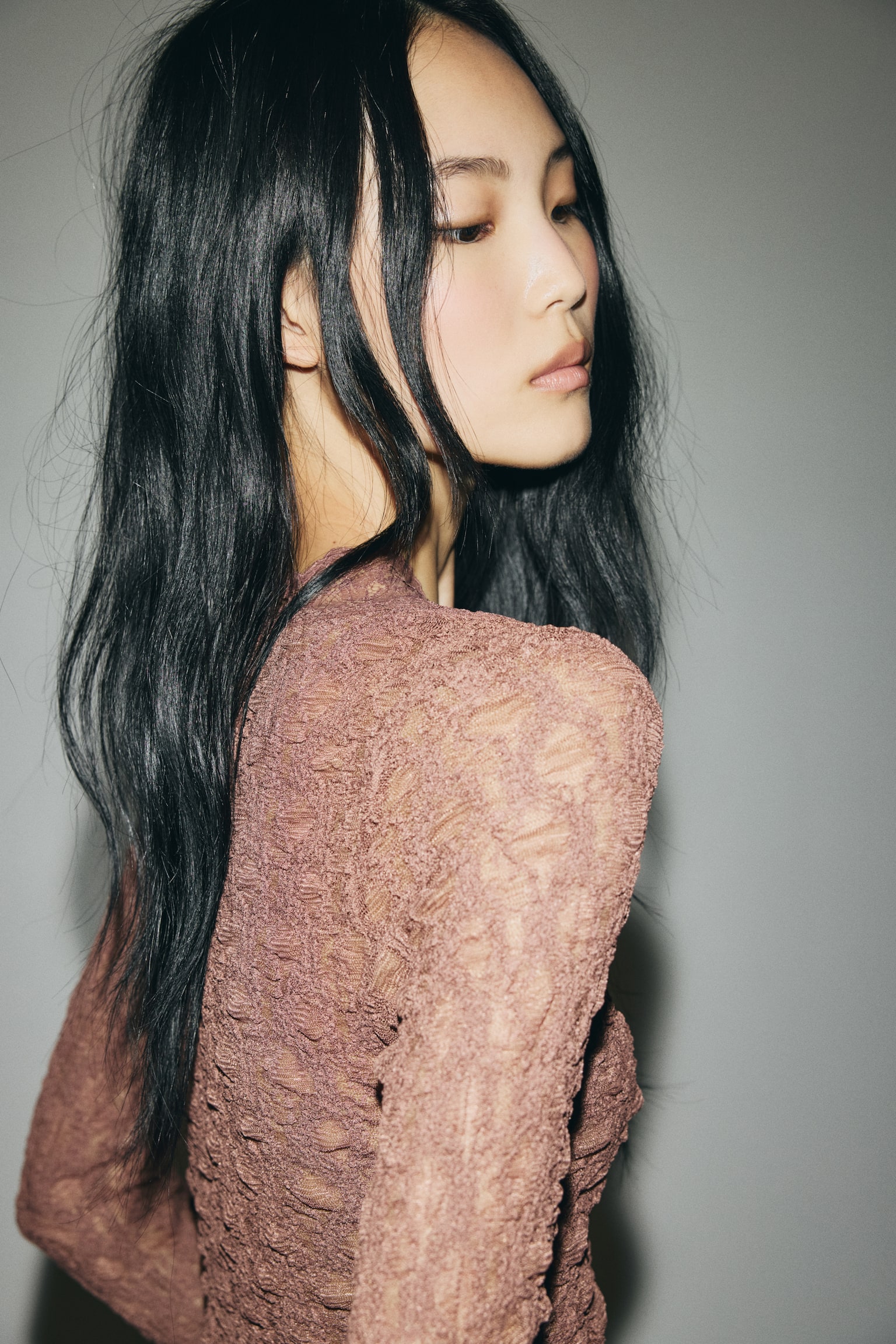 V-neck lace top - Old rose - 6