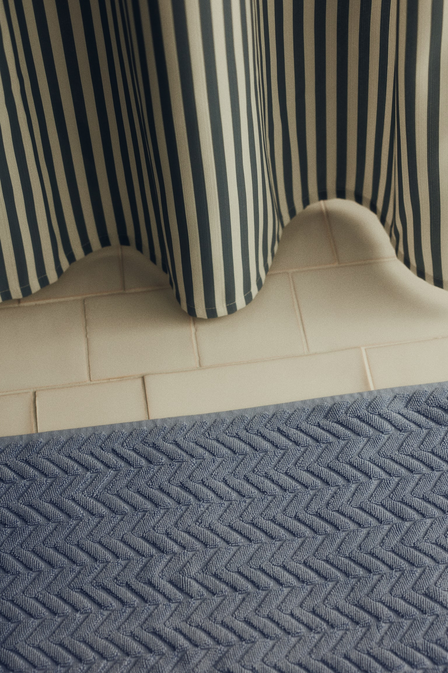 Textured bath mat - Dusty blue/Cream/Mole/Light greige - 1
