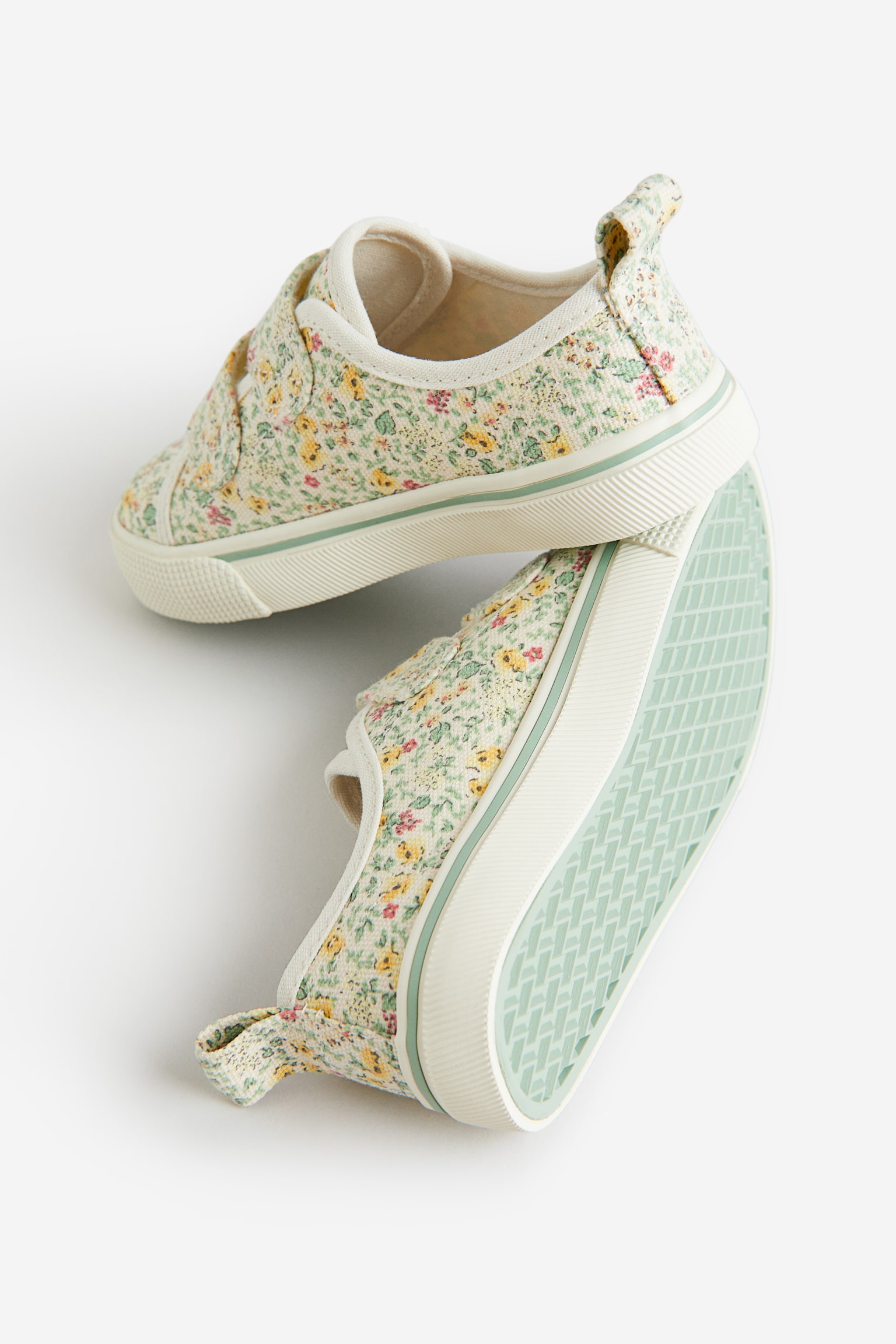 Floral-patterned canvas trainers - White/Floral - 4