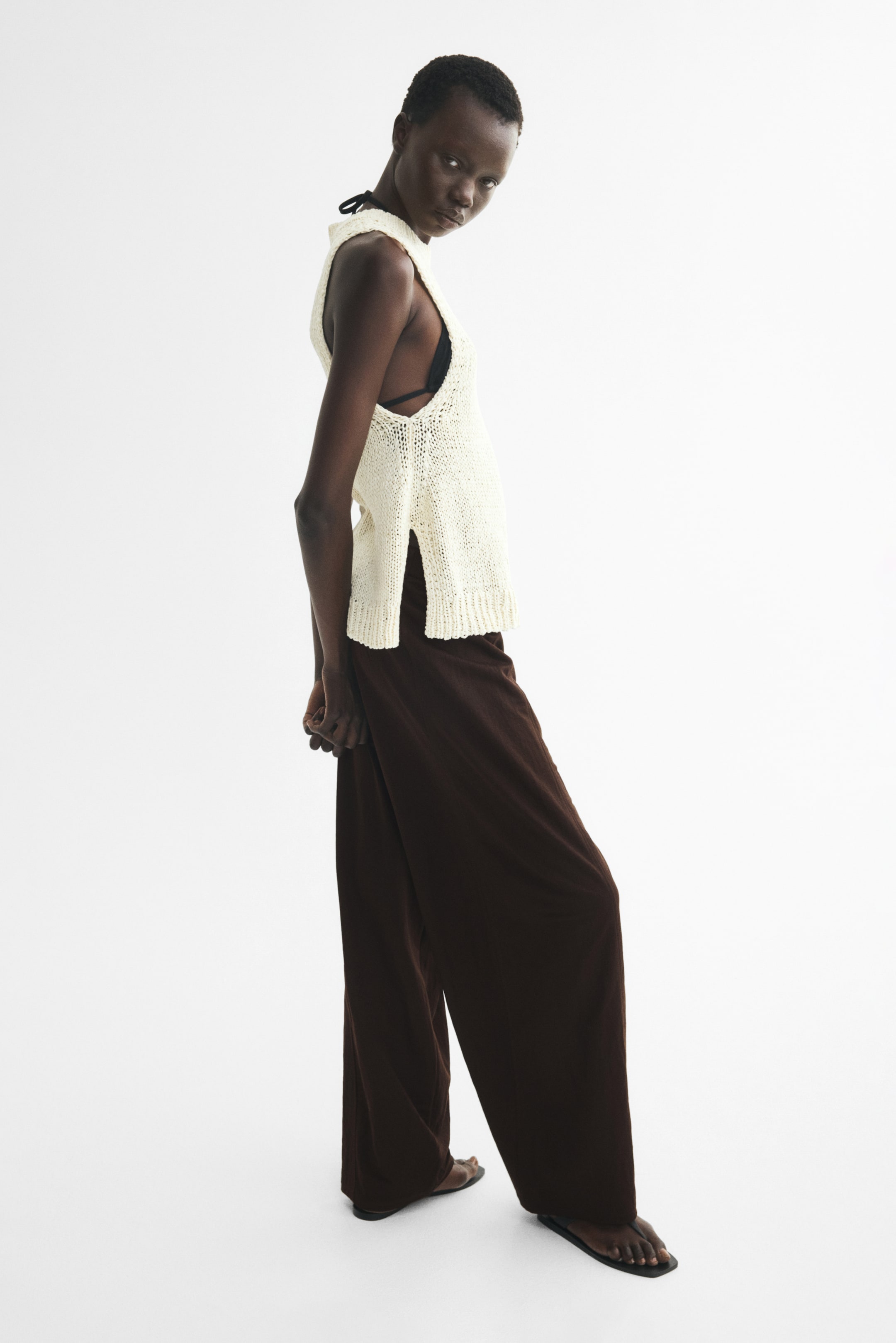 Viscose-Blend Barrel-Leg Pants