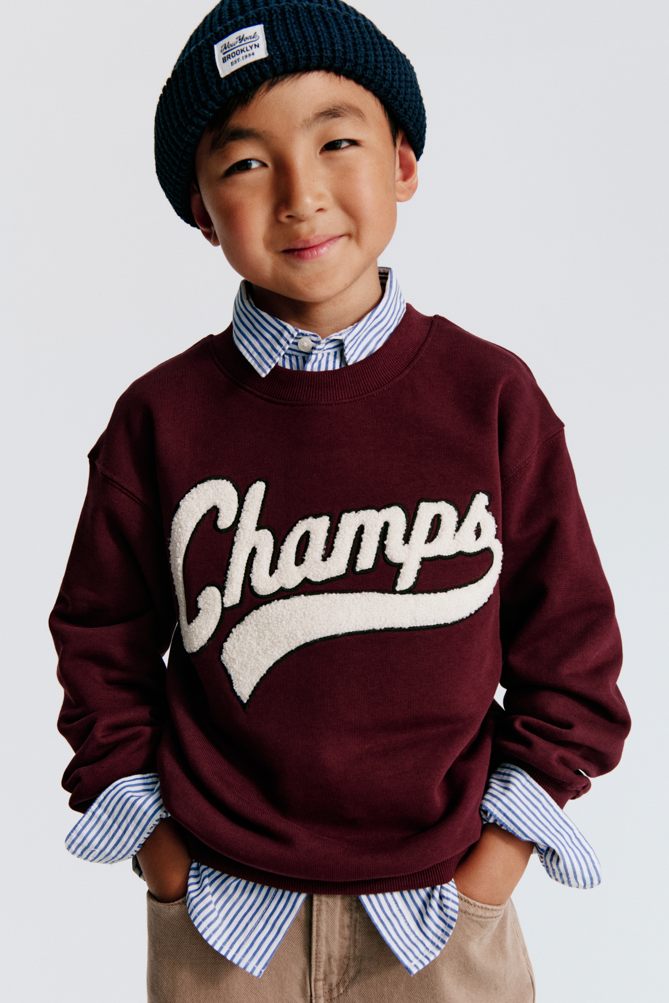 Motif-detail sweatshirt - Dark red/Champs