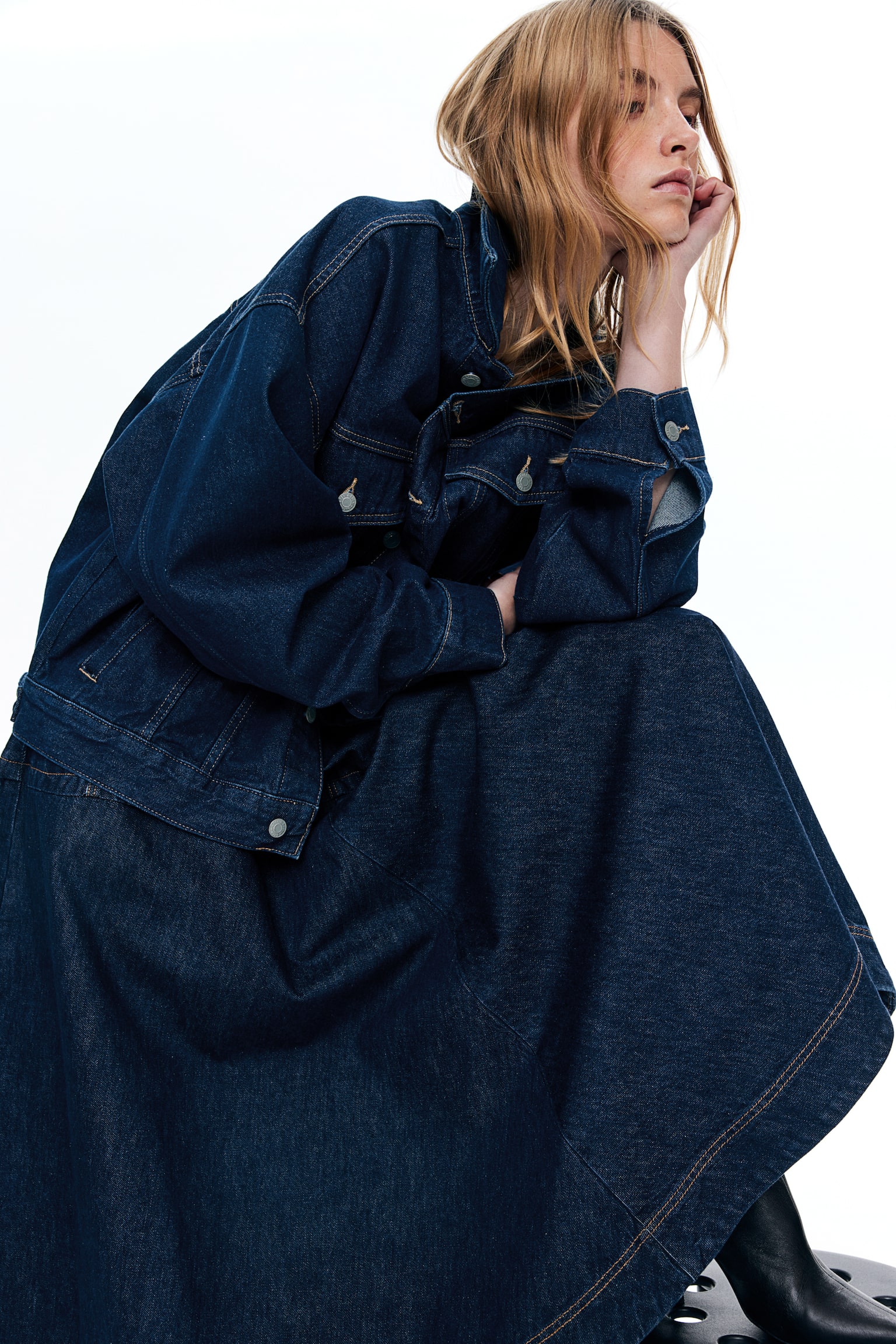 Oversized denim jacket - Dark denim blue/Black/Denim blue - 3