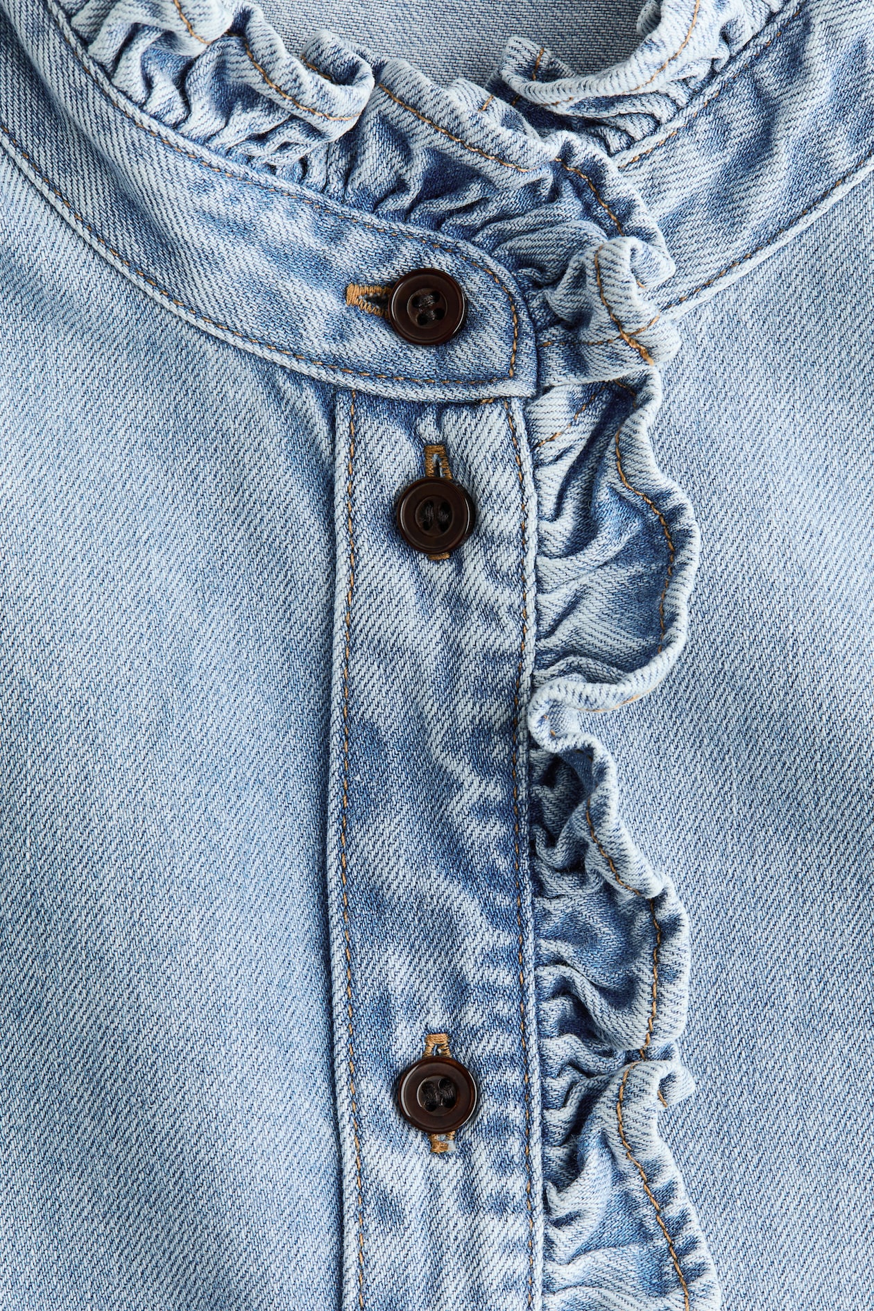 Ruffle-Trimmed Denim Shirt - image 4