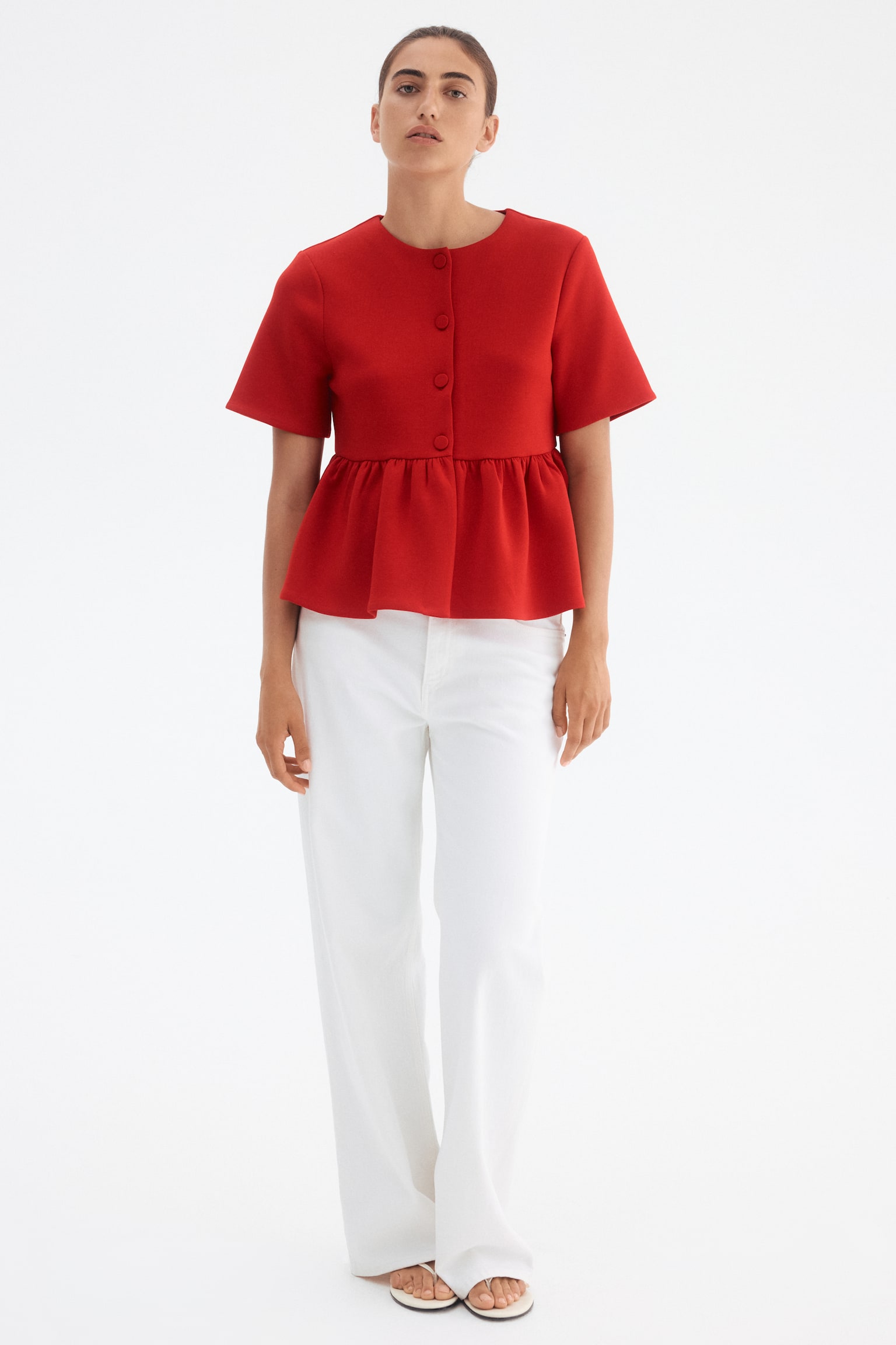 Scuba peplum top - Red - 1