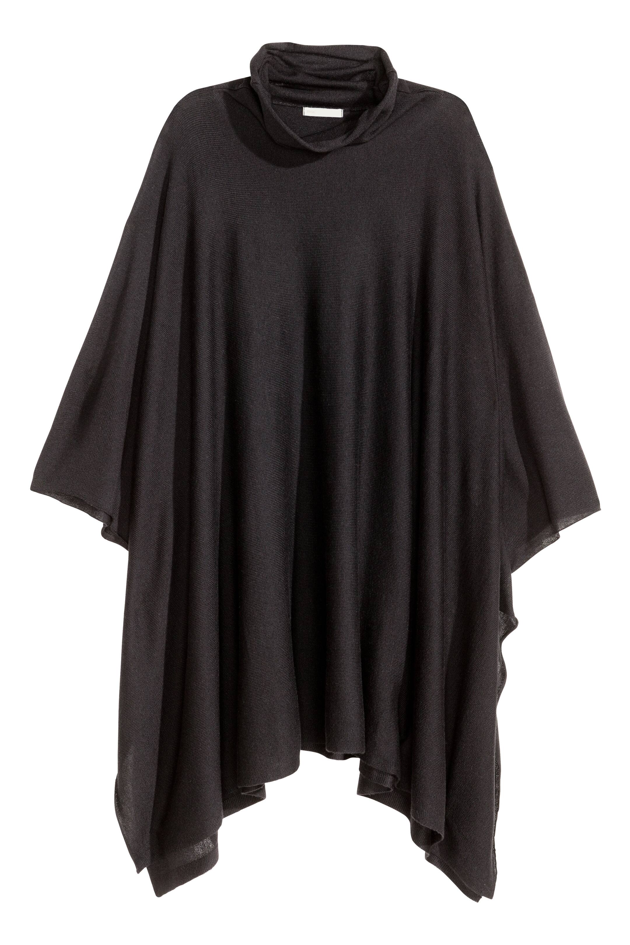 Ver imagen más grande: Poncho en punto fino - Negro - MUJER | H&M ES 1