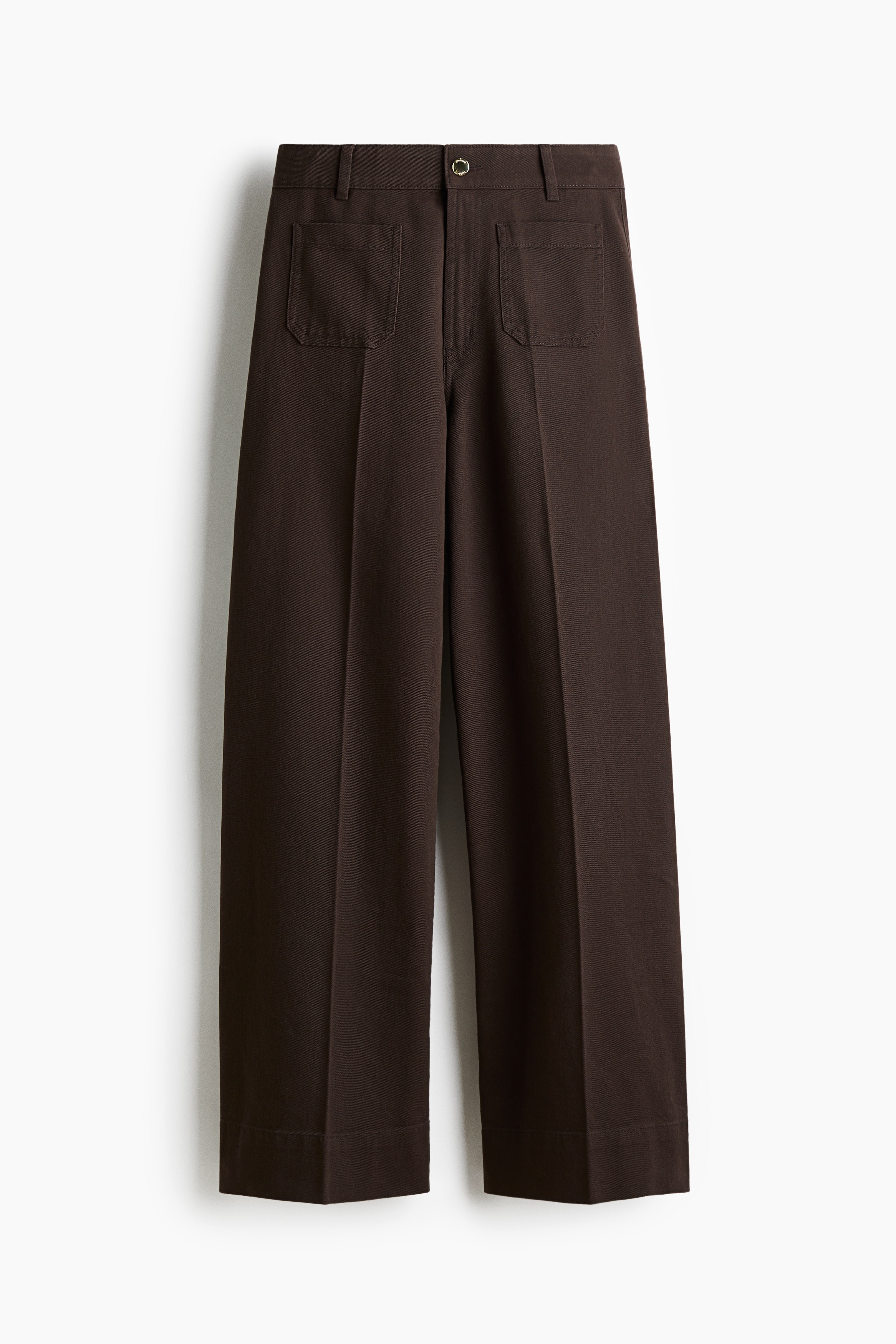 Wide twill trousers - Dark brown/Beige/Beige