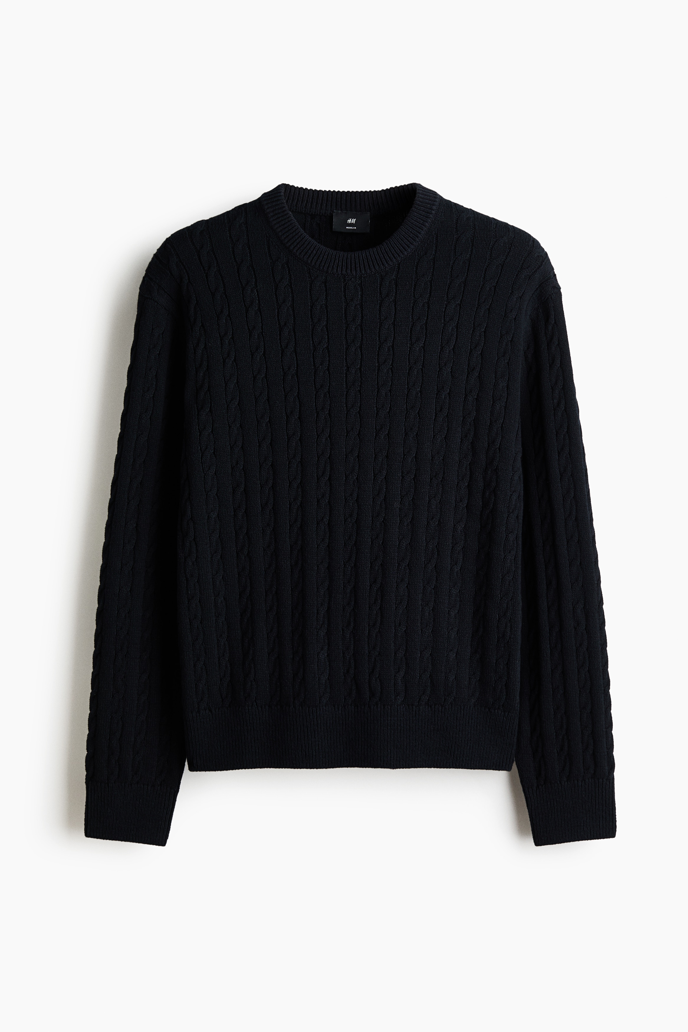 Regular-Fit Cable-Knit Sweater - Navy blue/Light blue